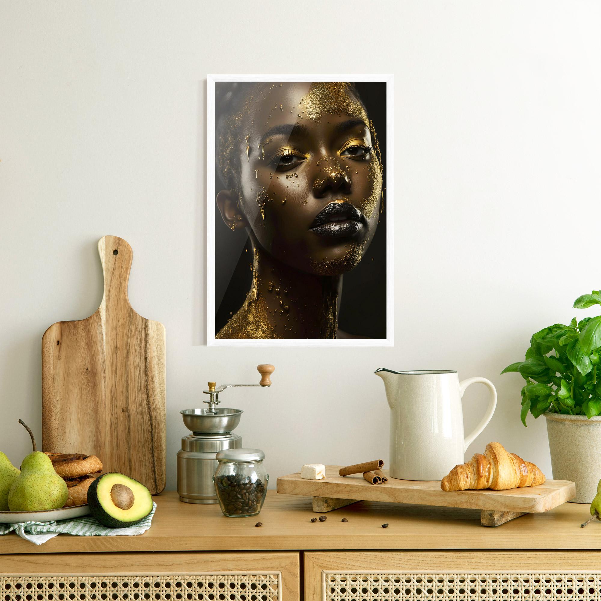 Gerahmte Poster Gold Sparkling Woman mockup 8