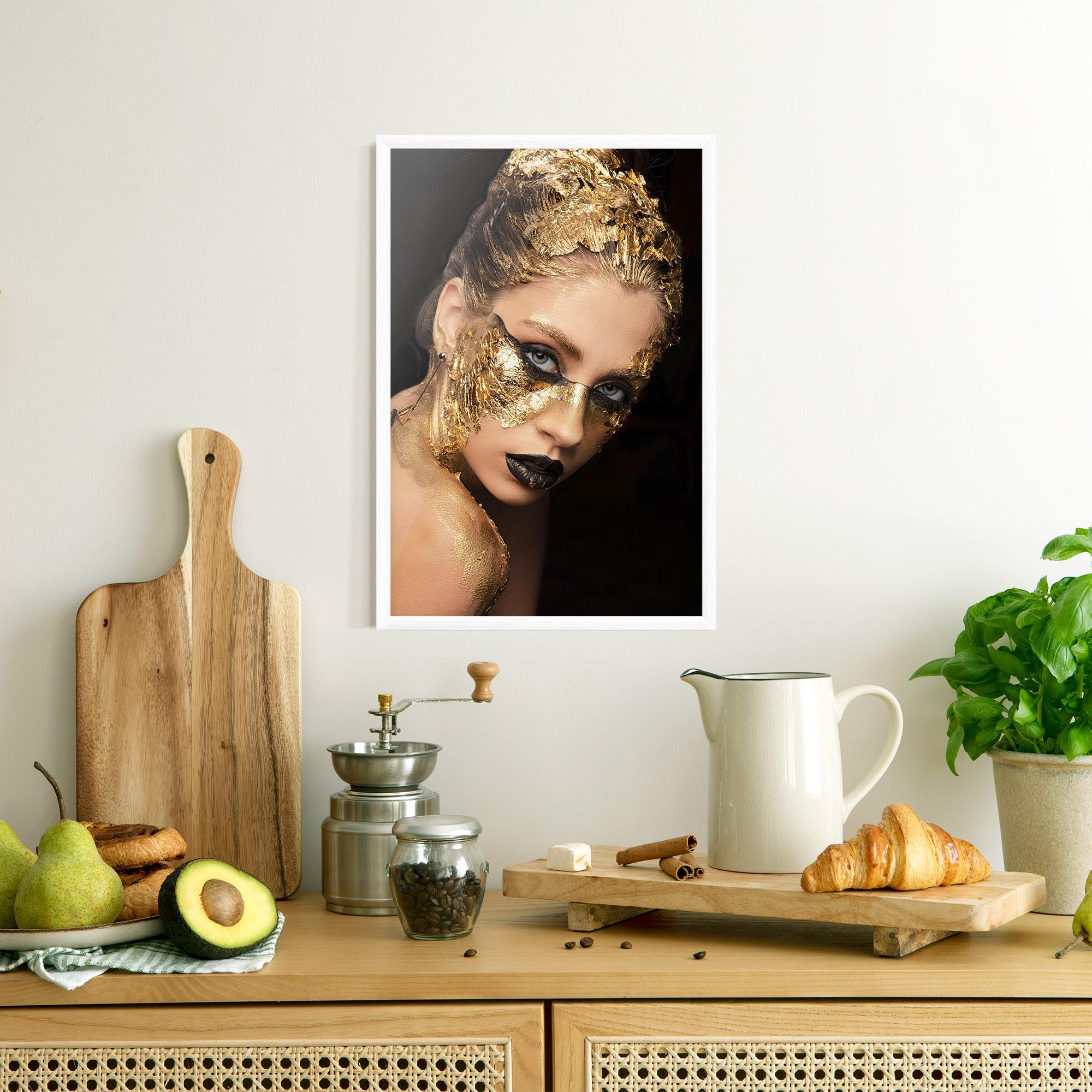 Gerahmte Poster Golden Foil Face mockup 8