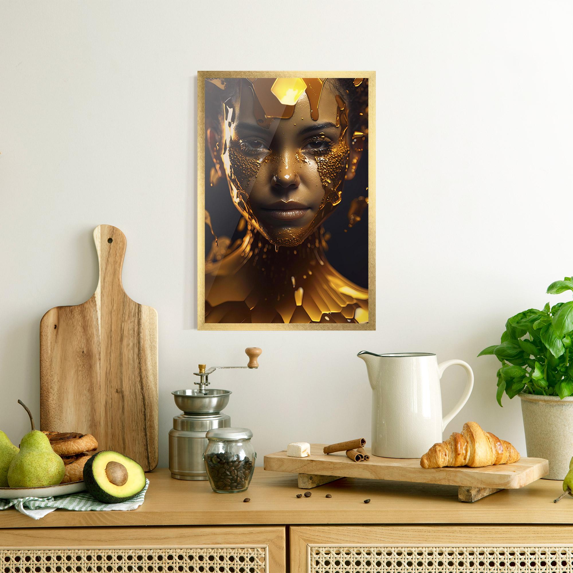 Gerahmte Poster Gold Honeycomb Girl mockup 8