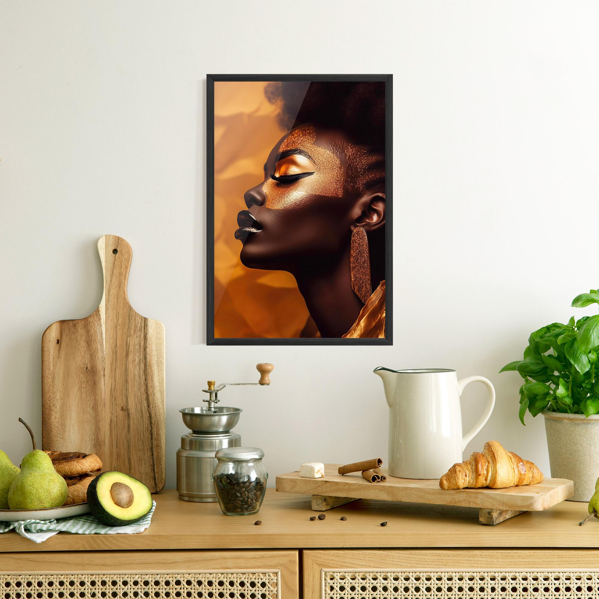 Gerahmte Poster Fashion Gold Portrait mockup 8