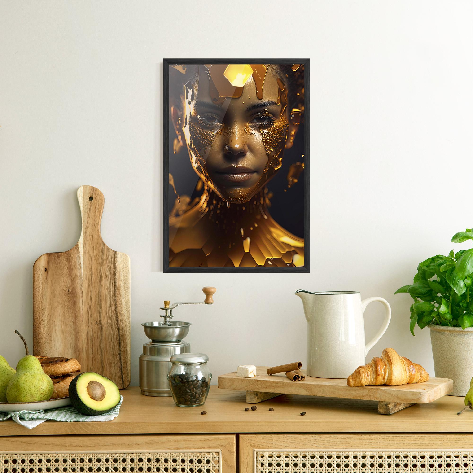 Gerahmte Poster Gold Honeycomb Girl mockup 8