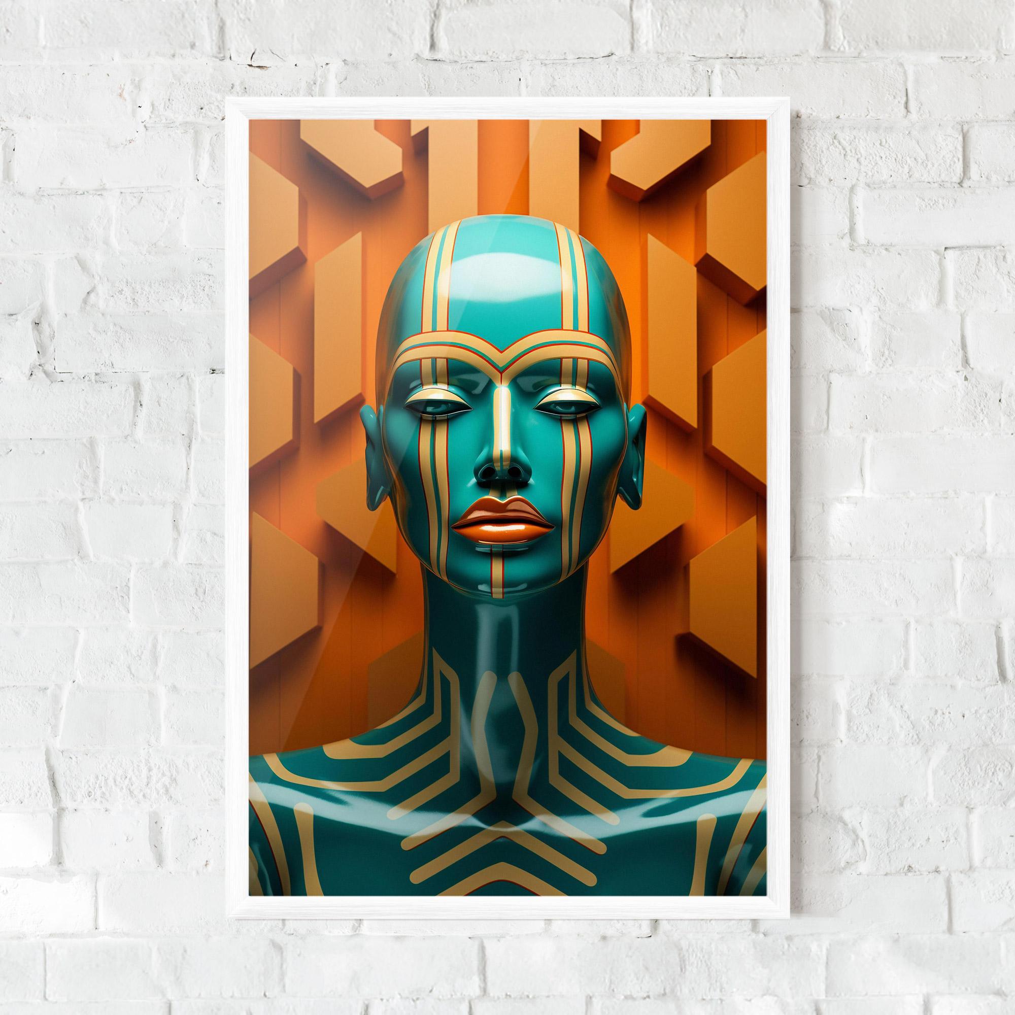 Gerahmte Poster Abstract Blue Woman mockup 0