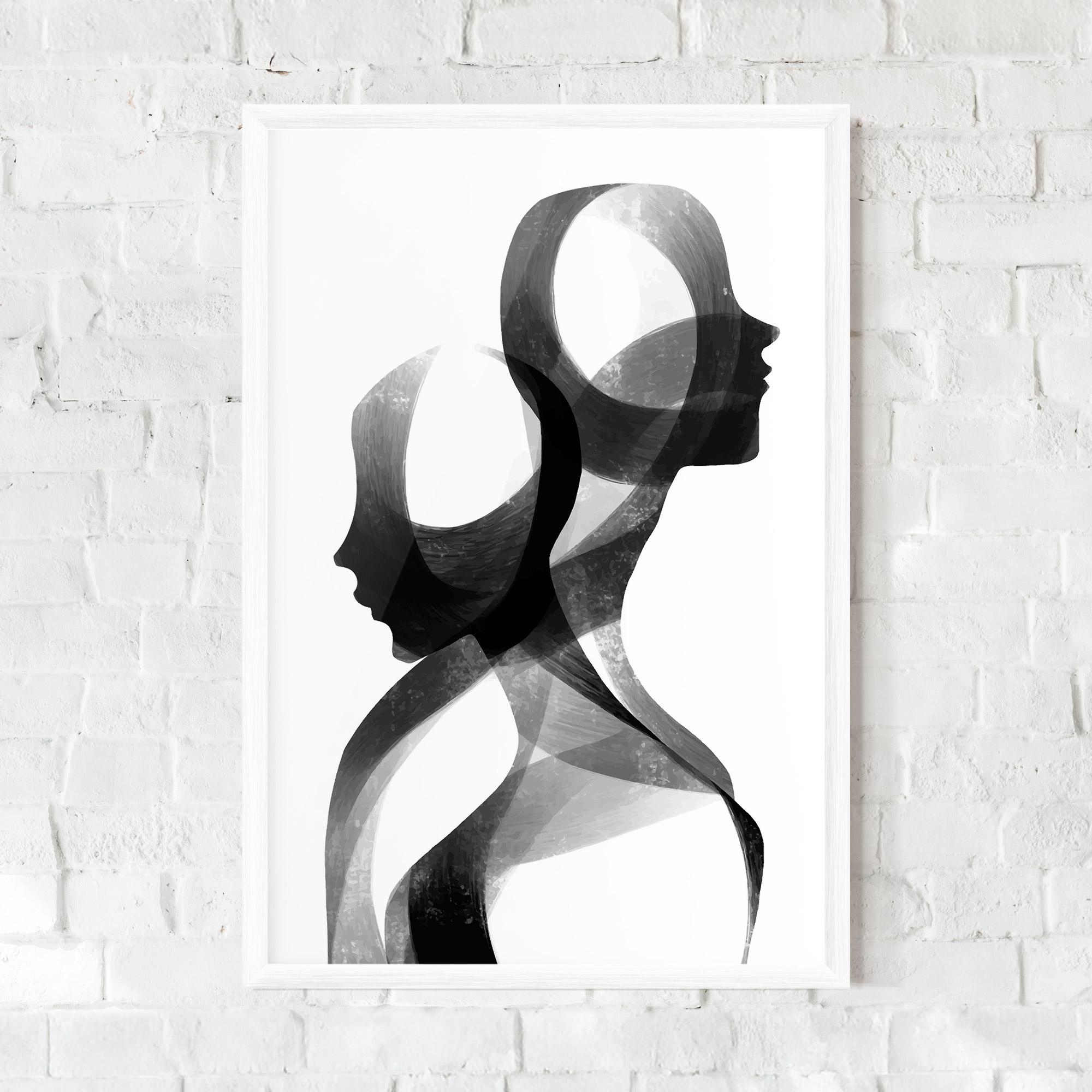 Gerahmte Poster Abstract Grey Couple mockup 0