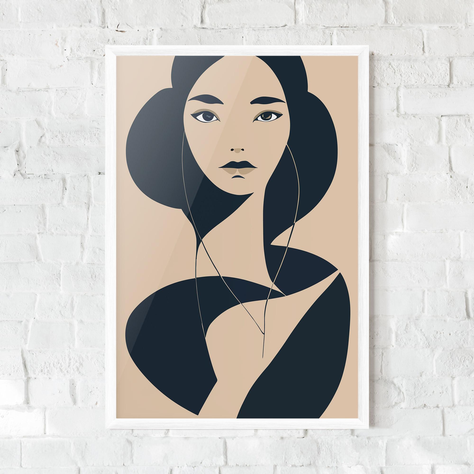 Gerahmte Poster Cream Blue Woman mockup 0