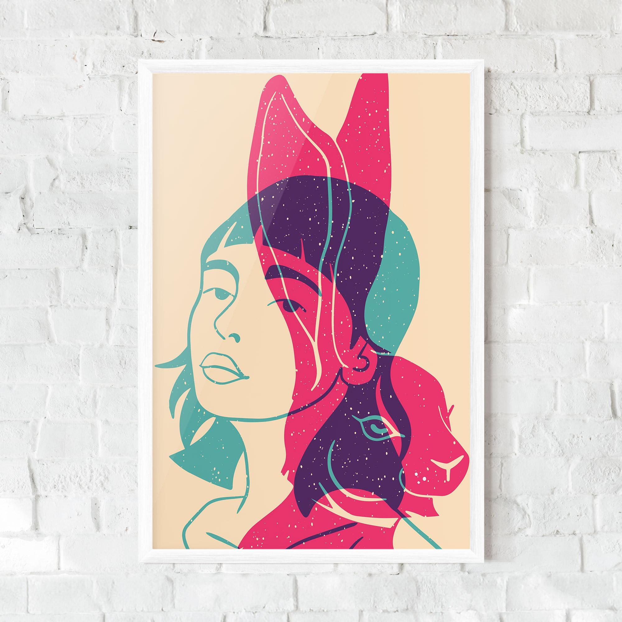 Gerahmte Poster Girl Rabbit mockup 0