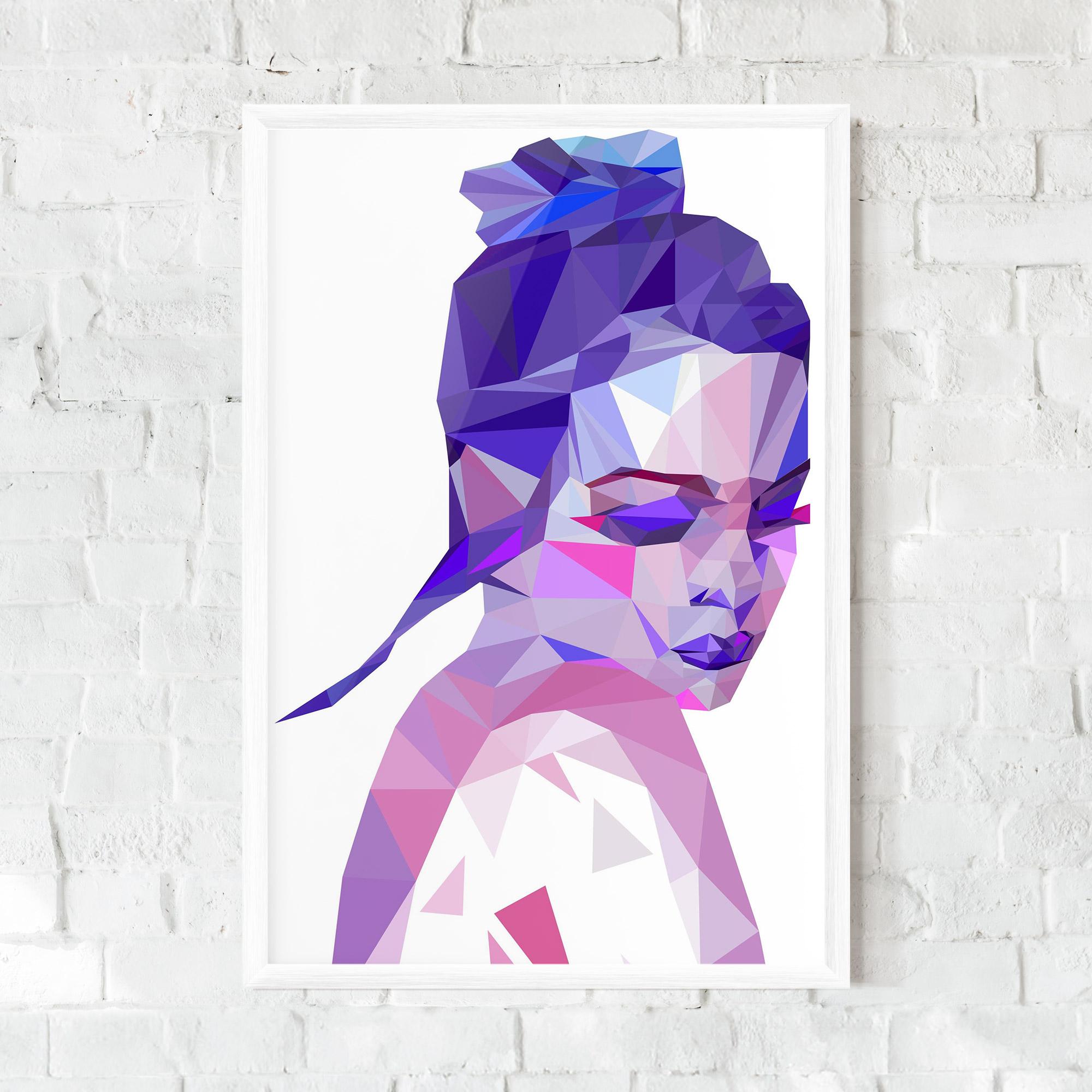 Gerahmte Poster Purple Poly Girl mockup 0