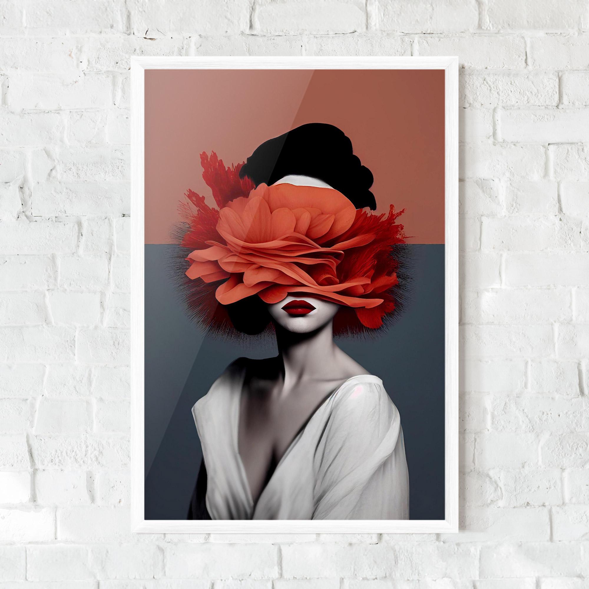 Gerahmte Poster Red Flower Woman mockup 0