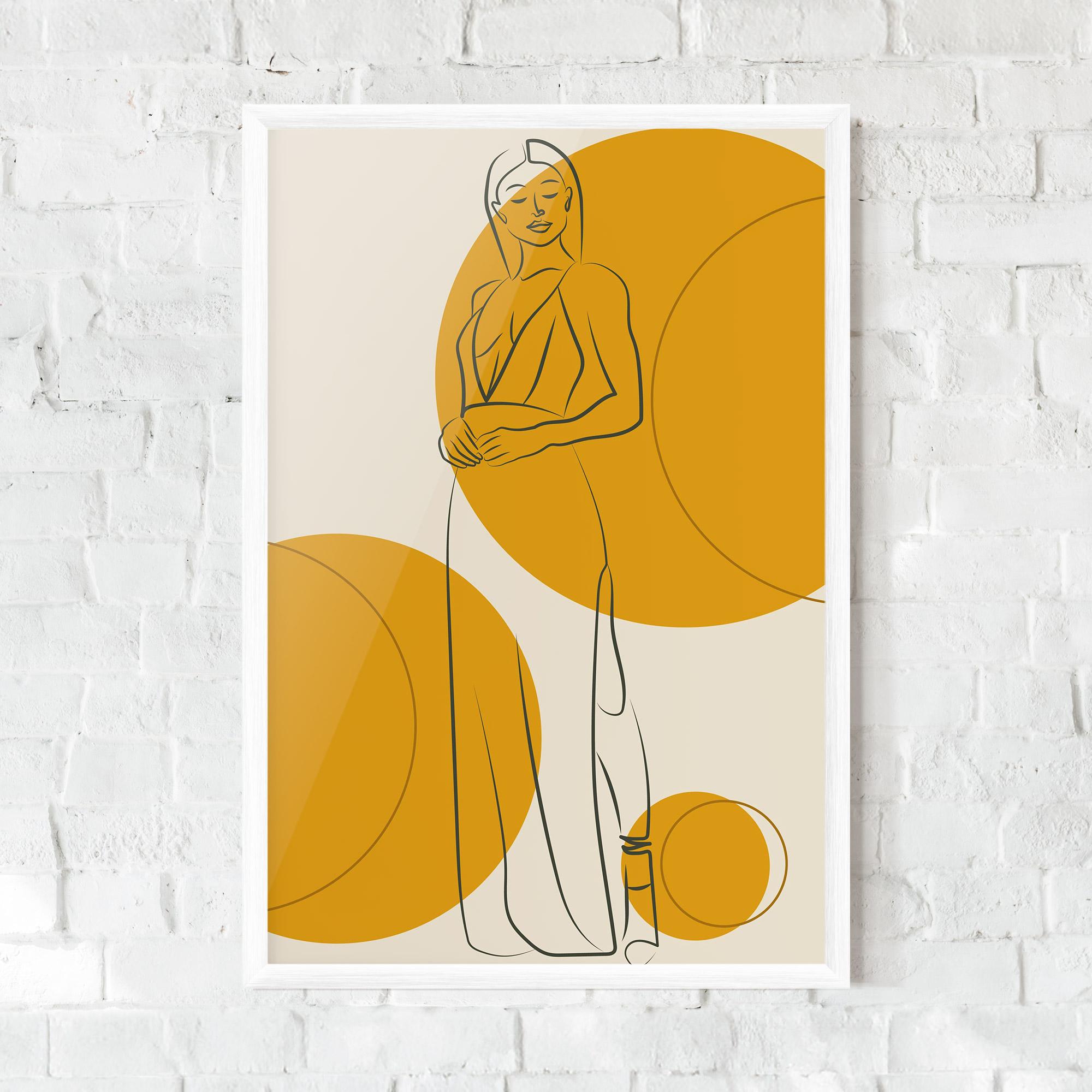 Gerahmte Poster Yellow Circle Lady mockup 0