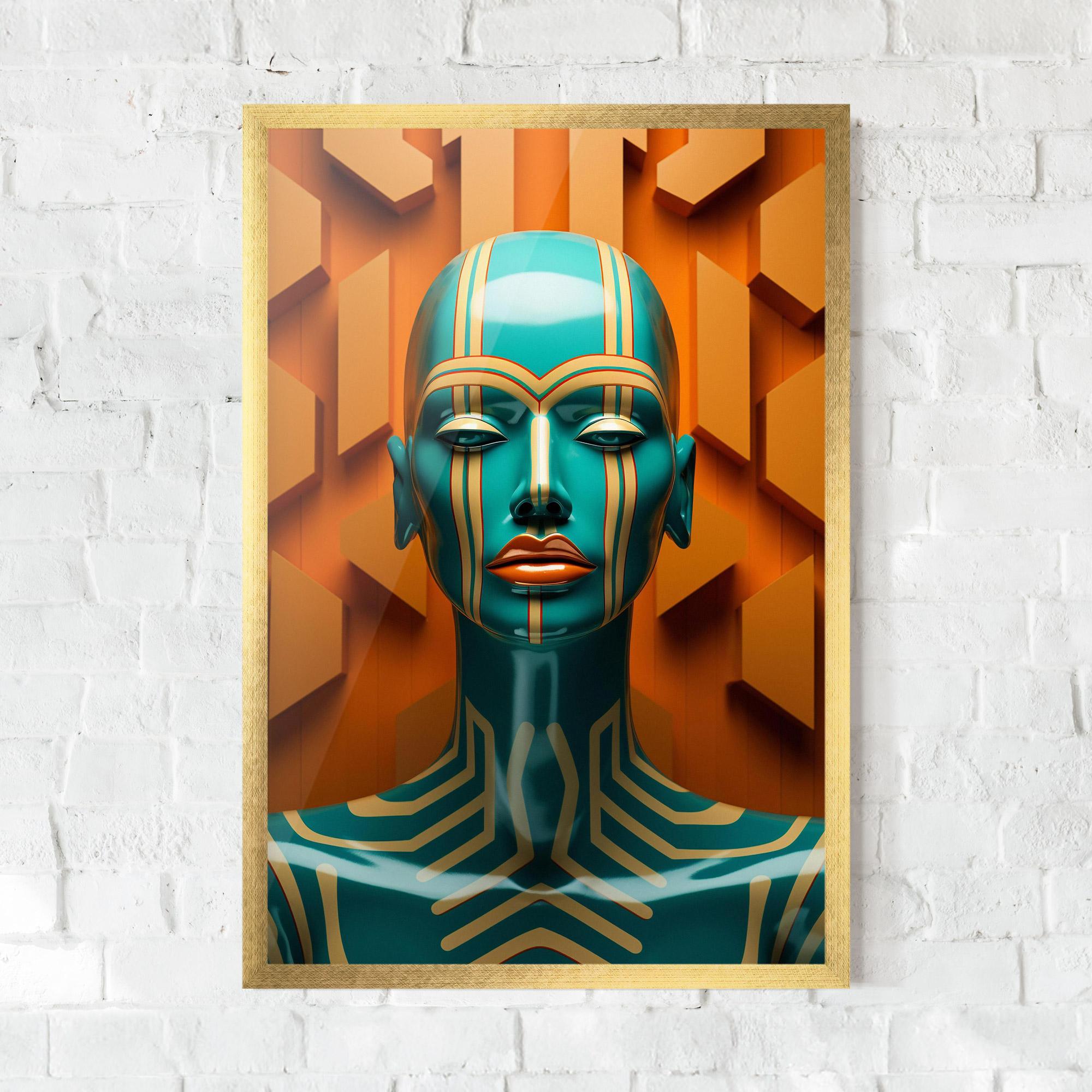 Gerahmte Poster Abstract Blue Woman mockup 0
