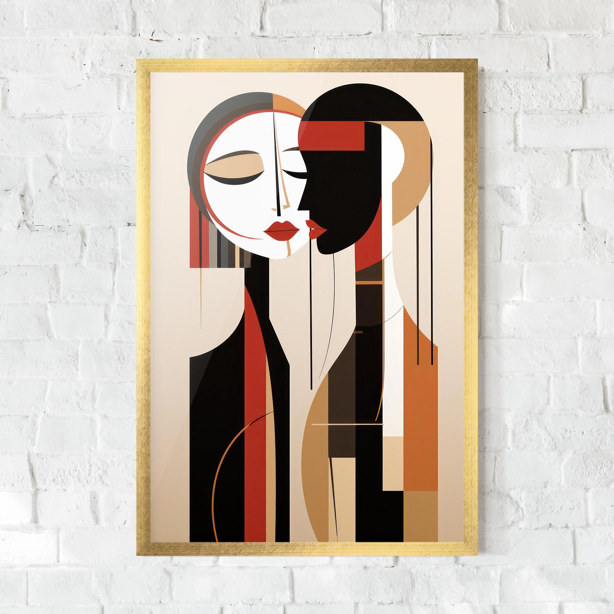 Gerahmte Poster Abstract Couple Kissing mockup 0