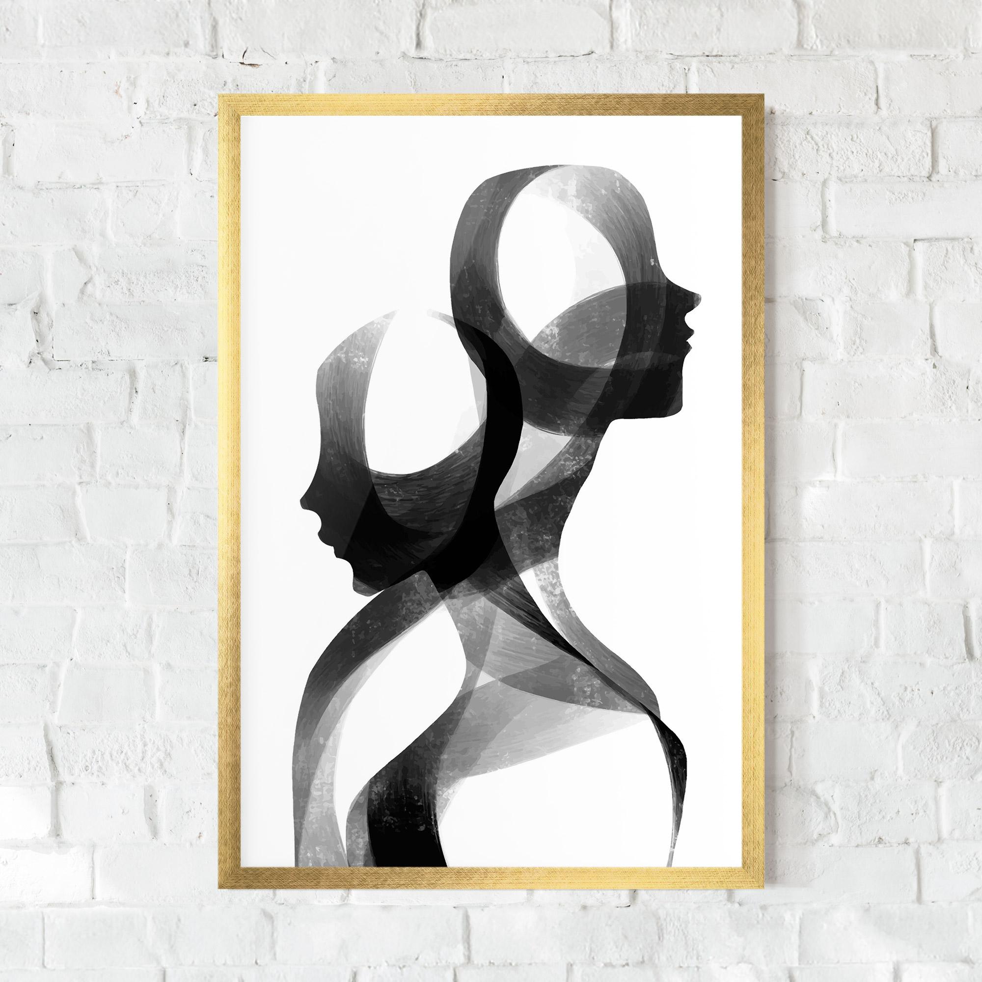 Gerahmte Poster Abstract Grey Couple mockup 0