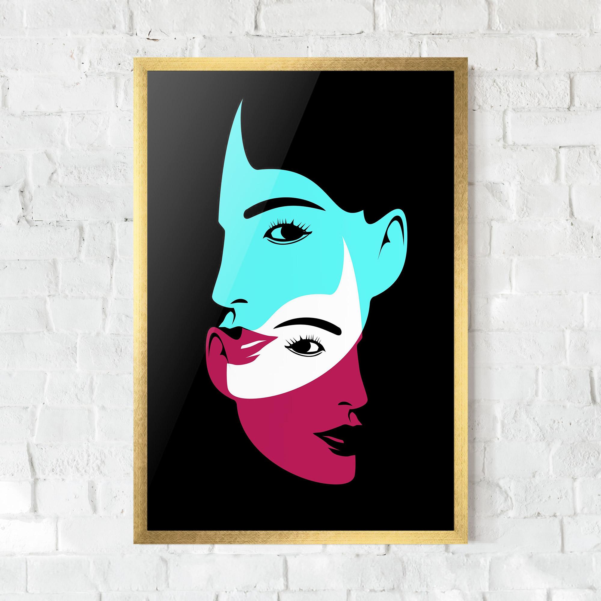 Gerahmte Poster Blue Pink Women mockup 0