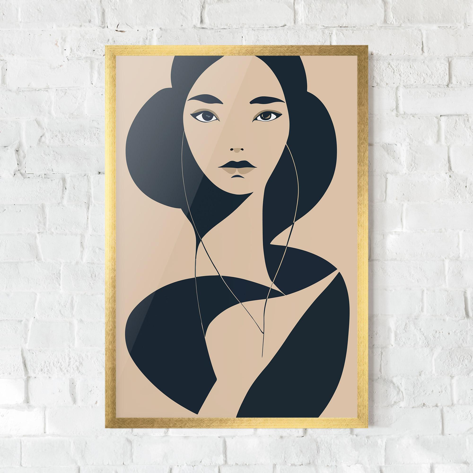 Gerahmte Poster Cream Blue Woman mockup 0