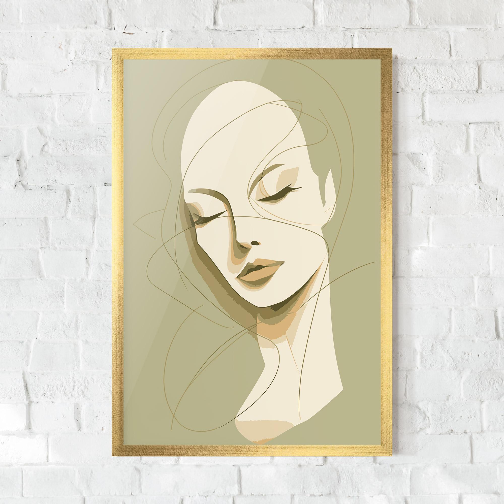 Gerahmte Poster Cream Woman Head mockup 0