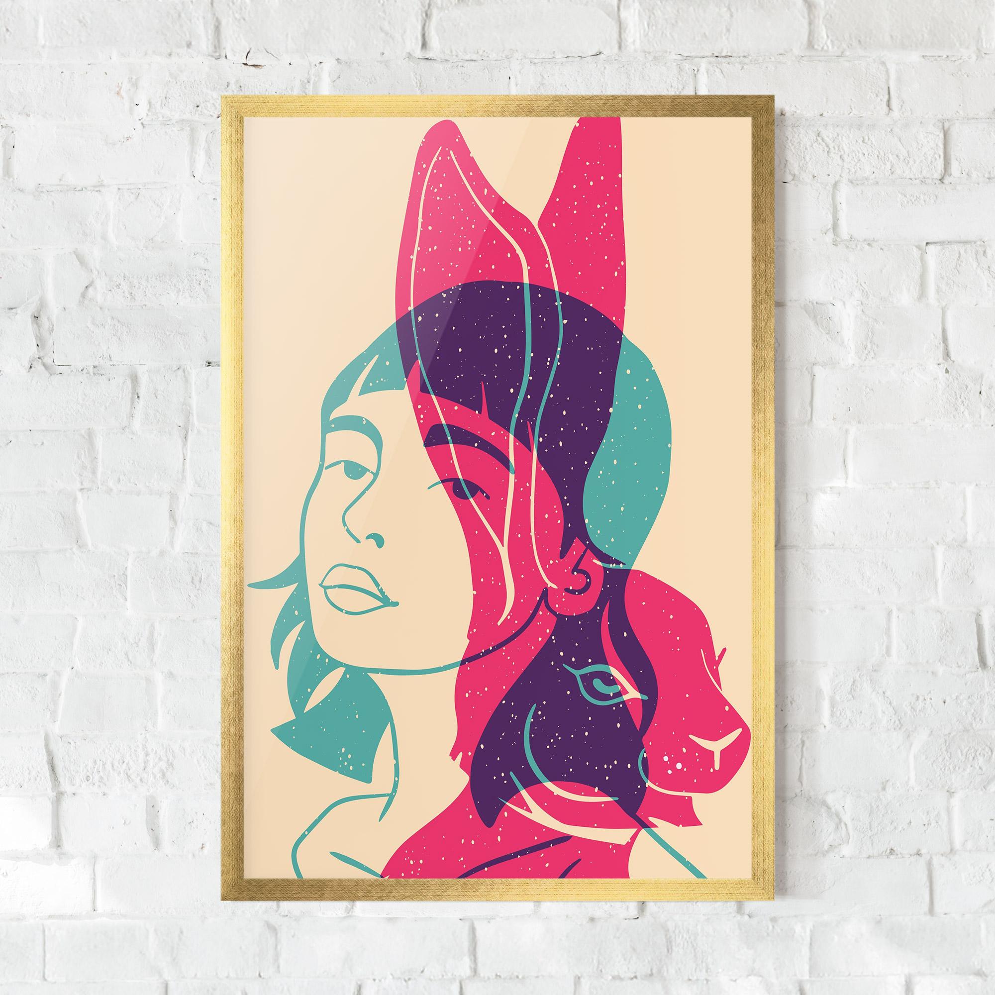 Gerahmte Poster Girl Rabbit mockup 0