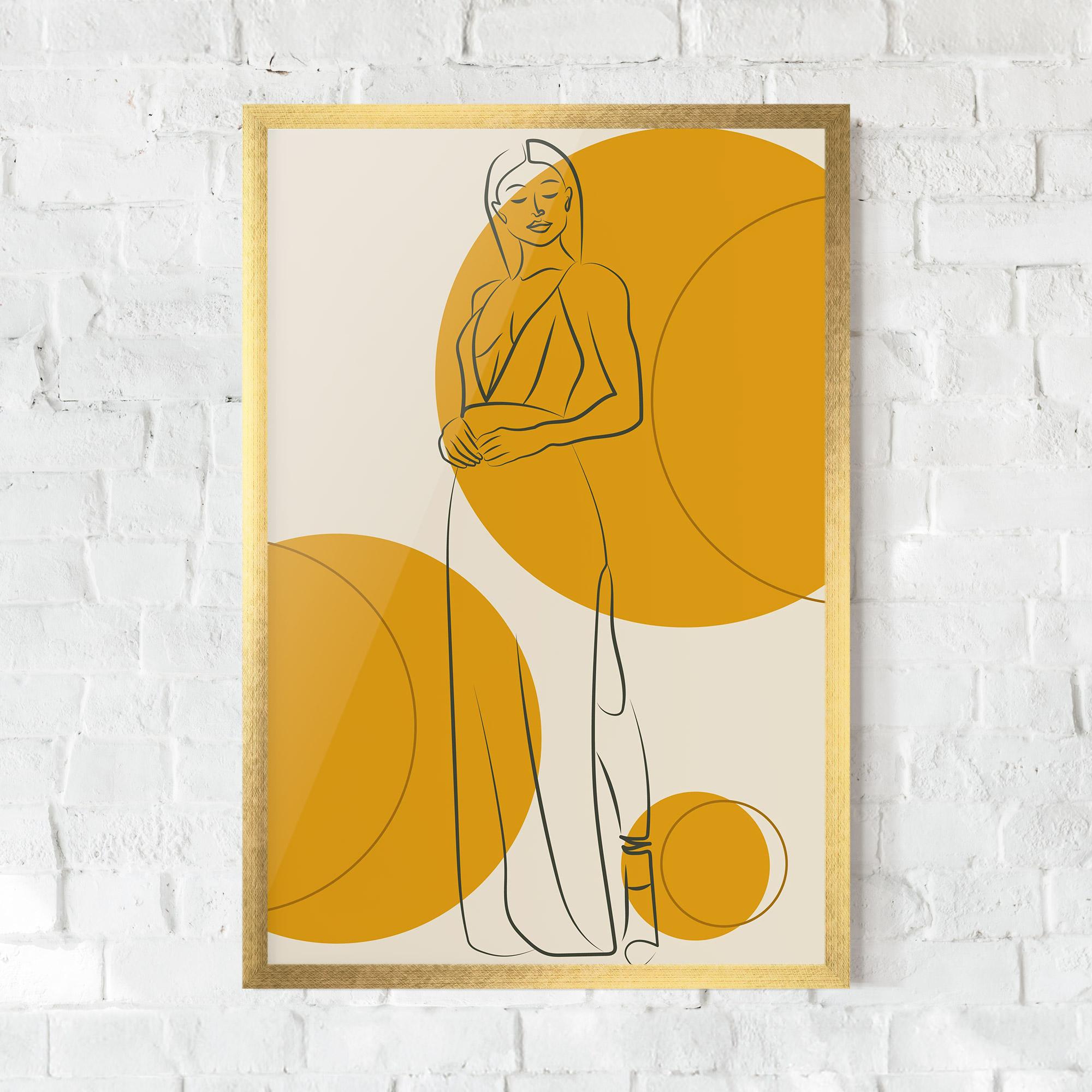 Gerahmte Poster Yellow Circle Lady mockup 0