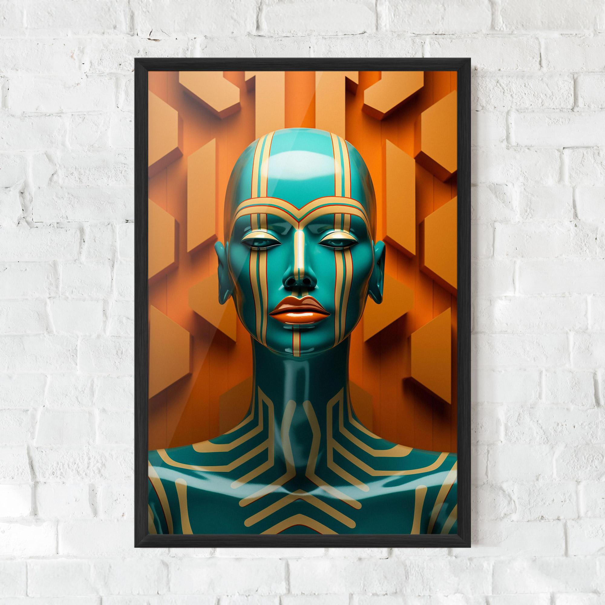Gerahmte Poster Abstract Blue Woman mockup 0