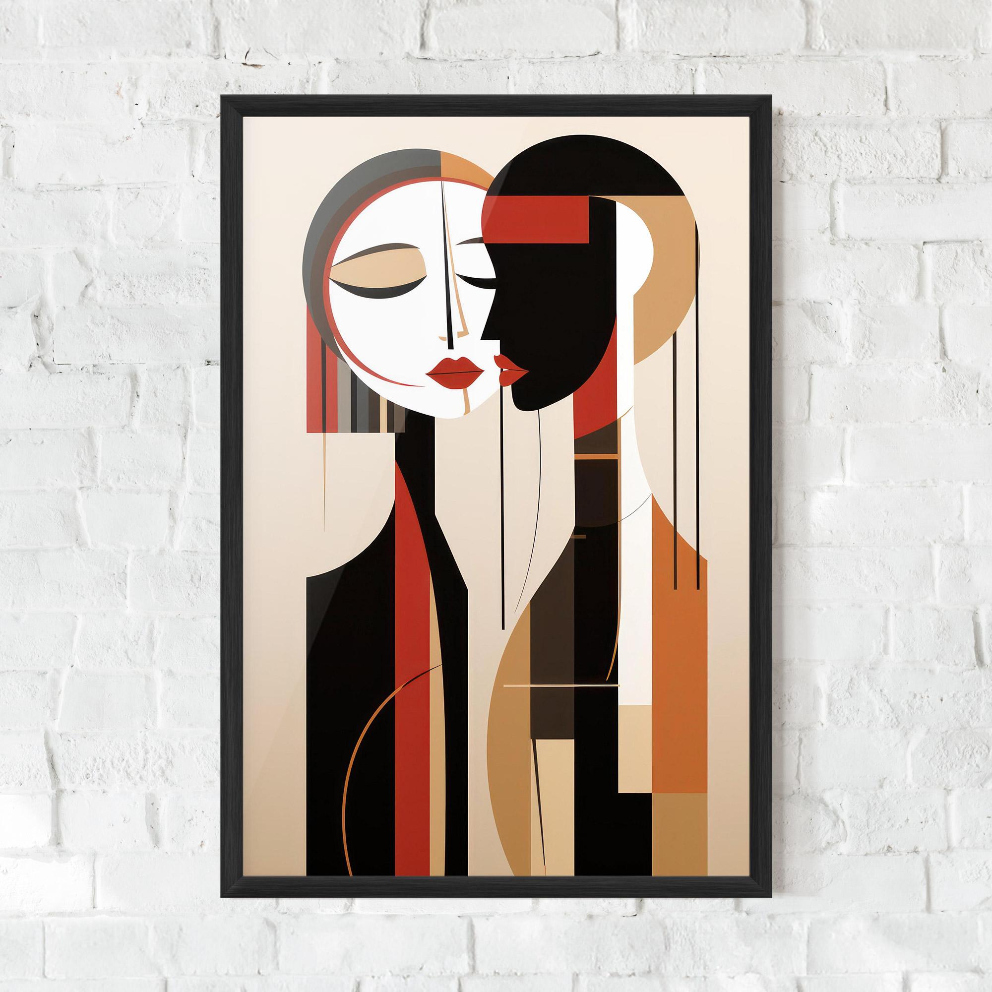 Gerahmte Poster Abstract Couple Kissing mockup 0