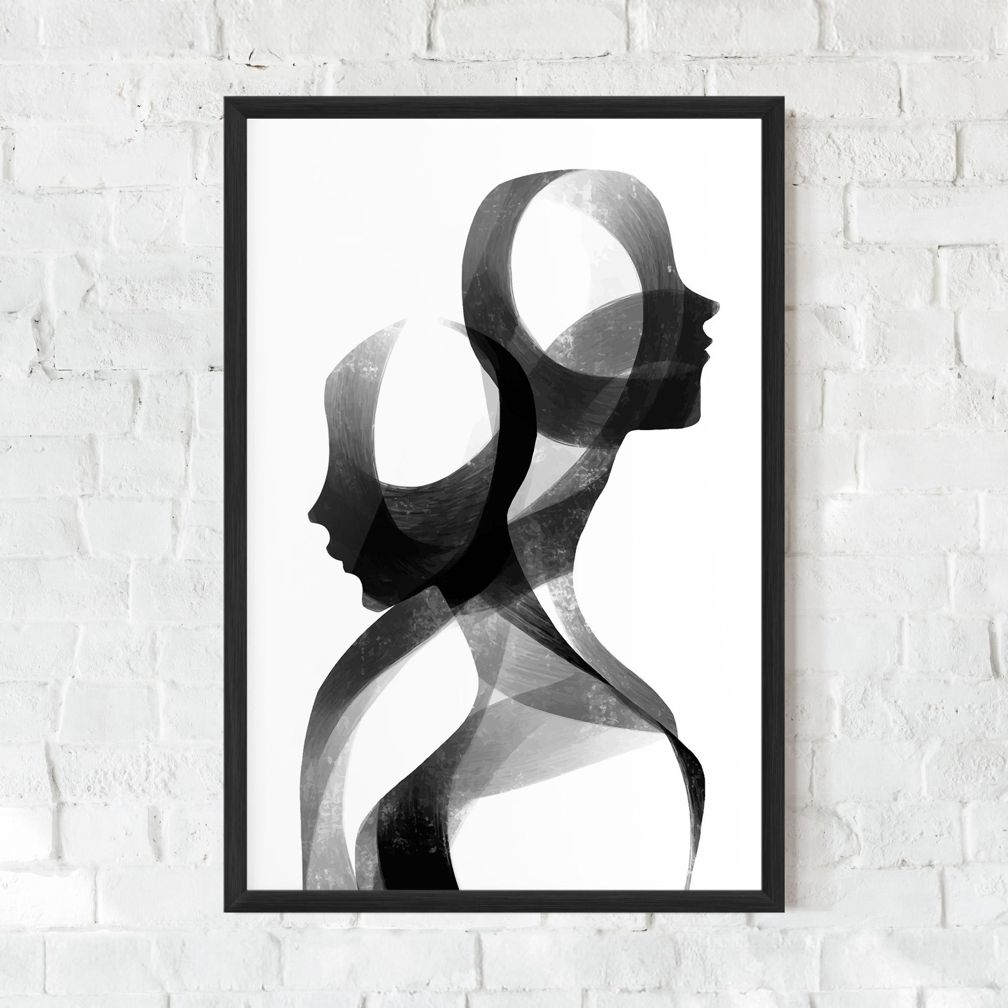 Gerahmte Poster Abstract Grey Couple mockup 0