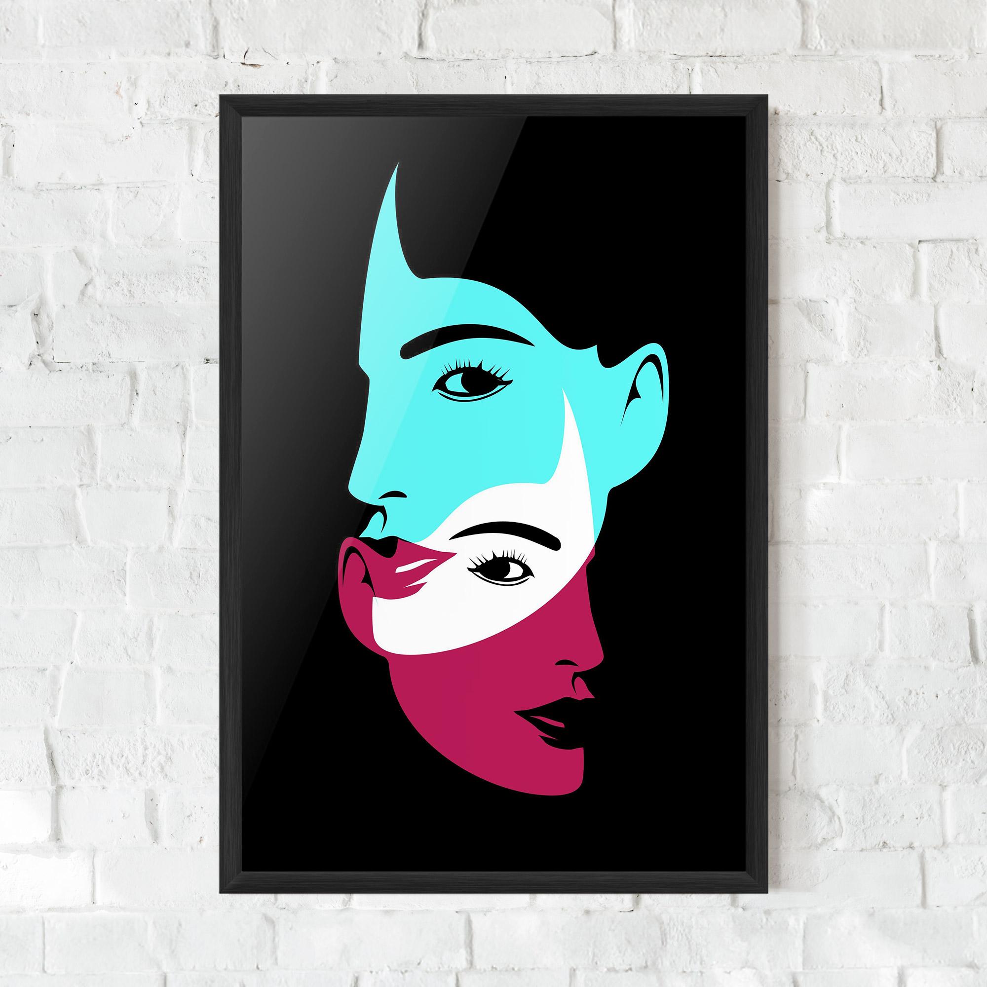 Gerahmte Poster Blue Pink Women mockup 0