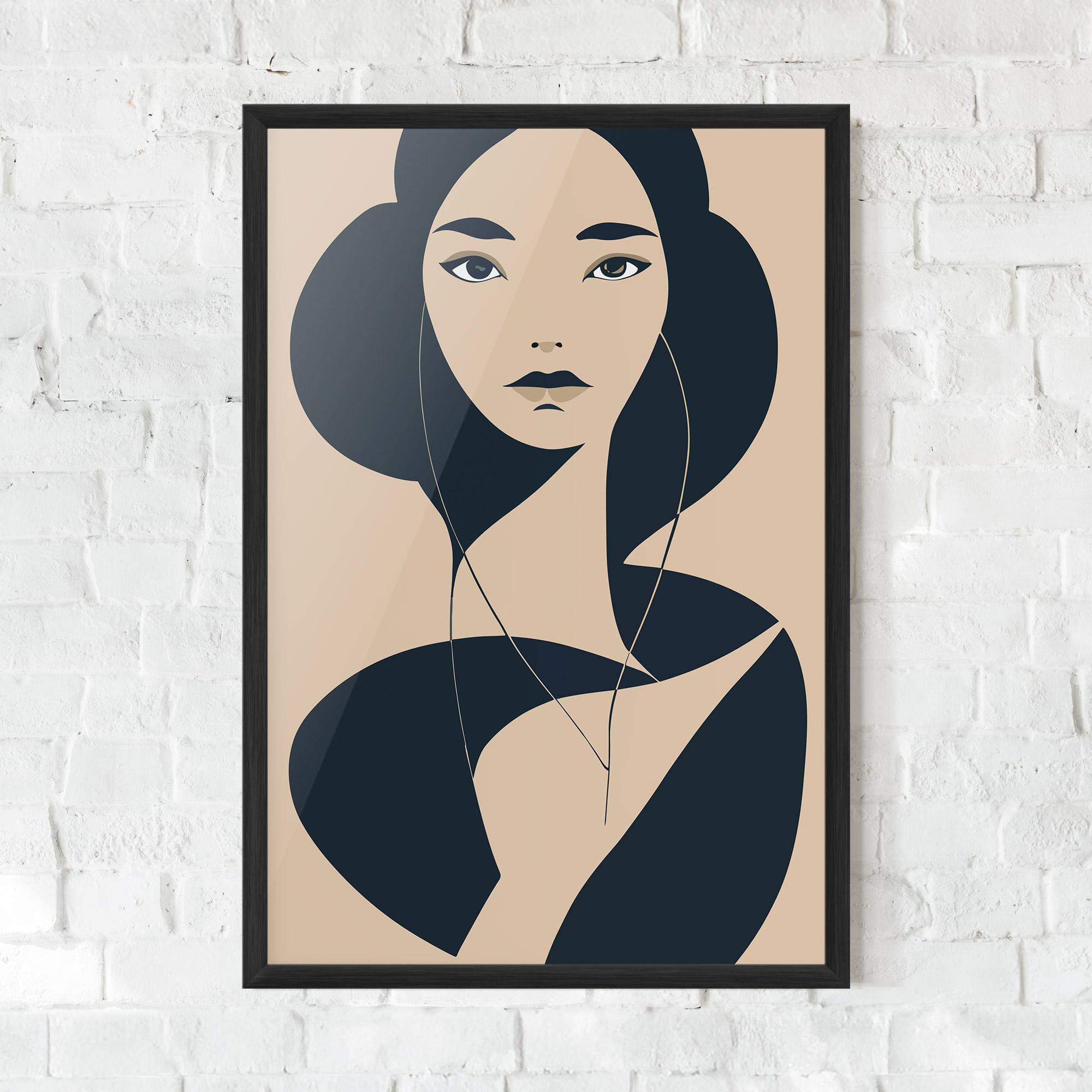 Gerahmte Poster Cream Blue Woman mockup 0