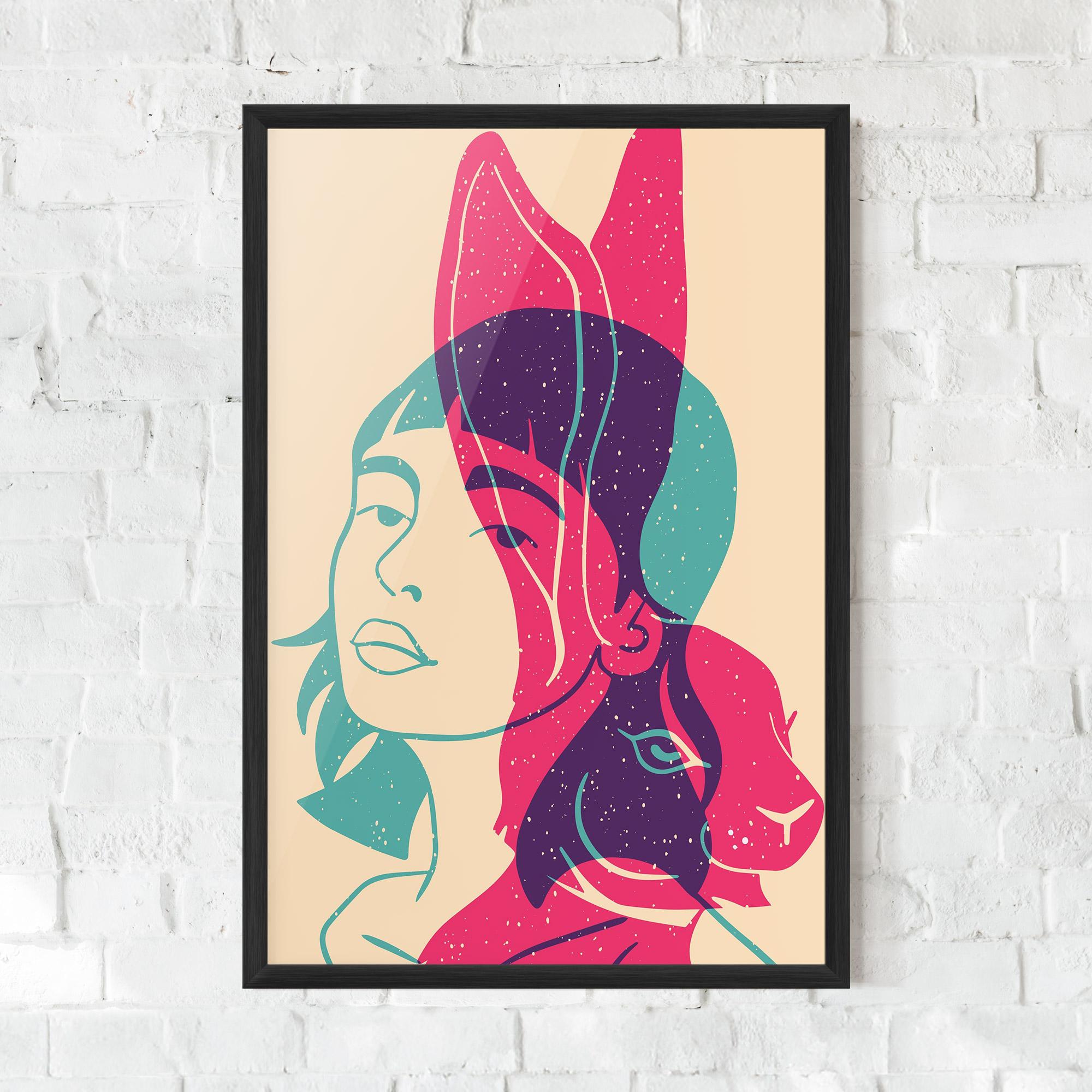 Gerahmte Poster Girl Rabbit mockup 0