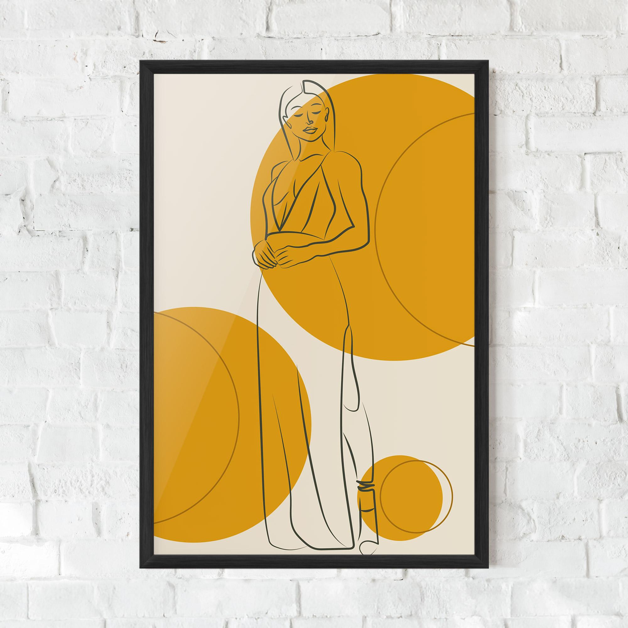 Gerahmte Poster Yellow Circle Lady mockup 0