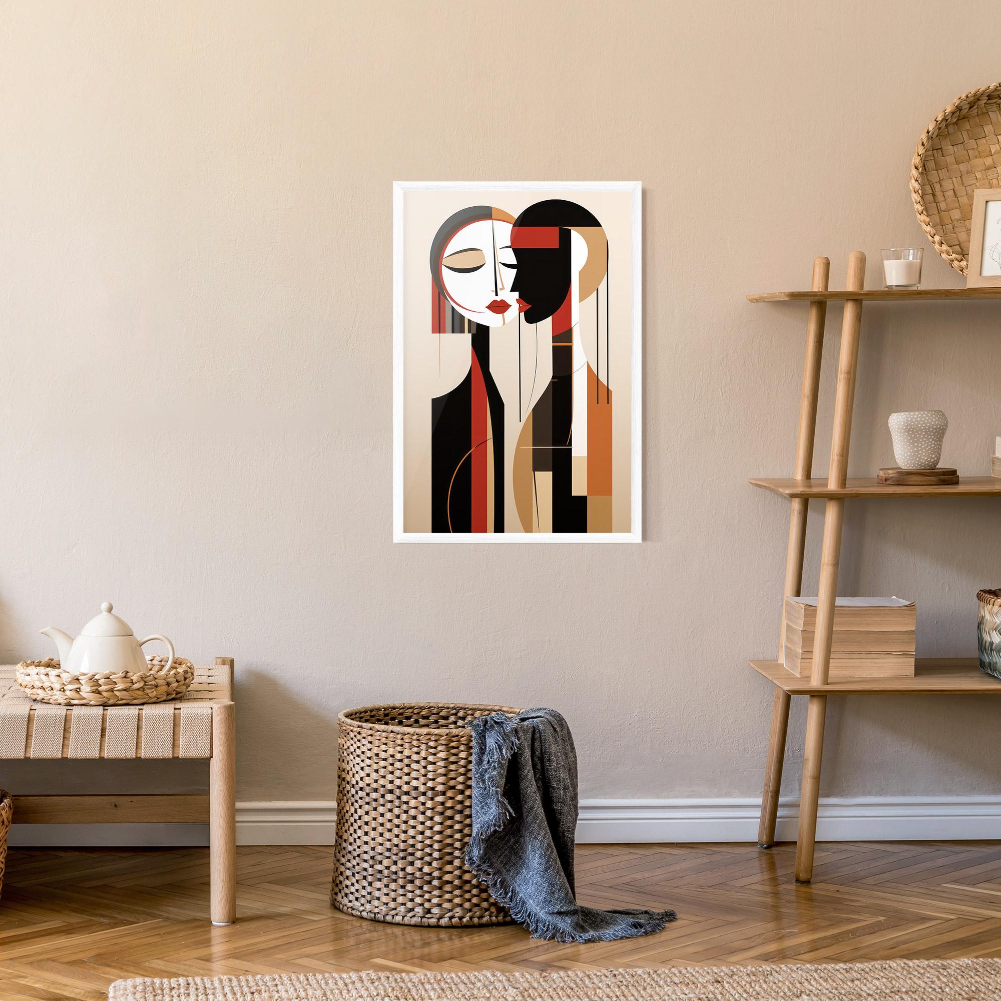 Gerahmte Poster Abstract Couple Kissing mockup 9