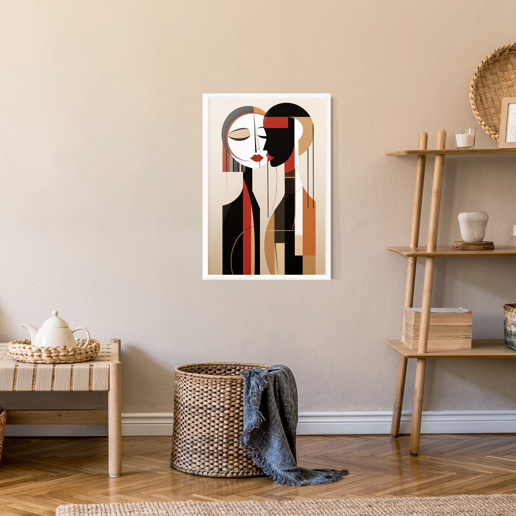 Abstract Couple Kissing mockup 9