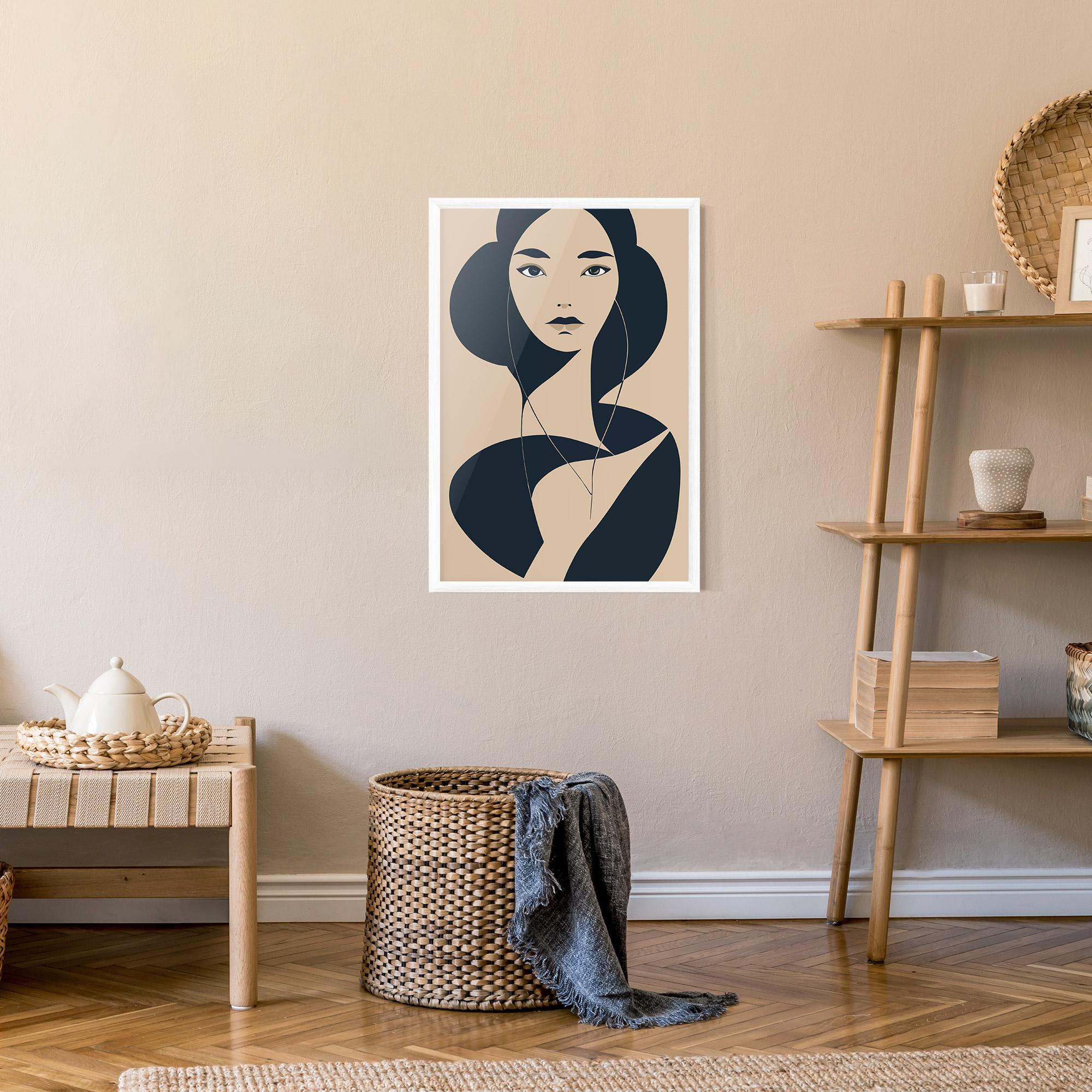 Gerahmte Poster Cream Blue Woman mockup 9