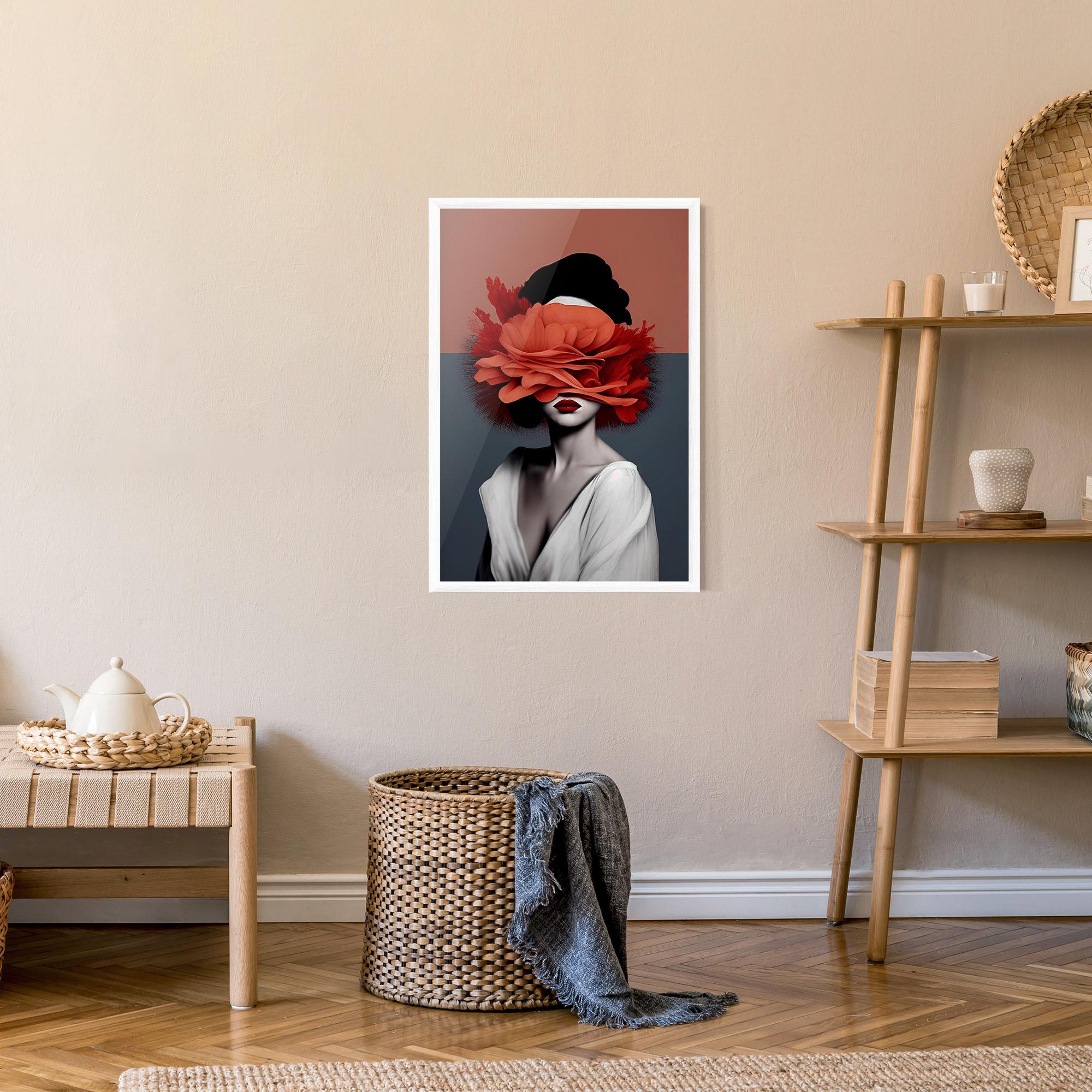 Gerahmte Poster Red Flower Woman mockup 9