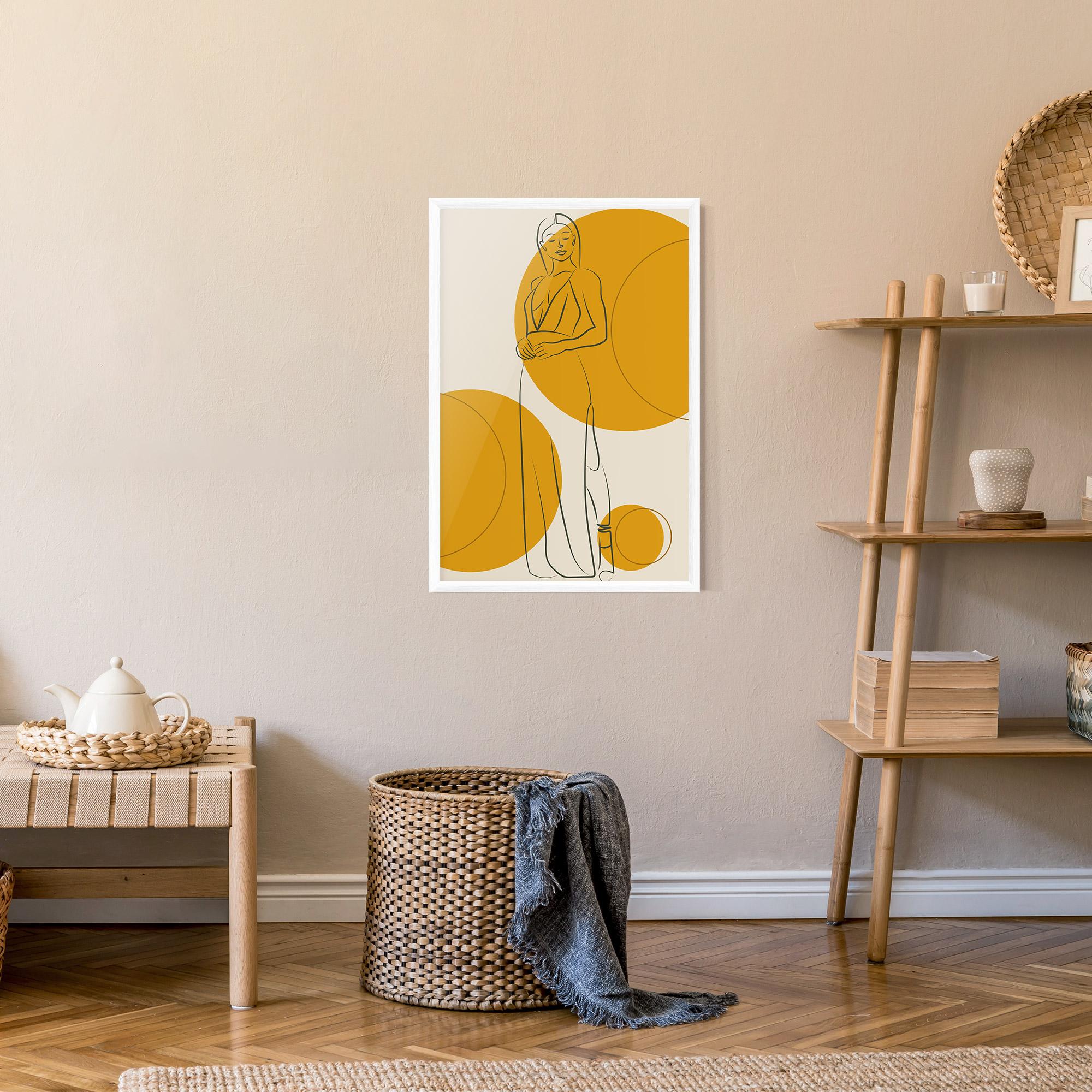 Gerahmte Poster Yellow Circle Lady mockup 9