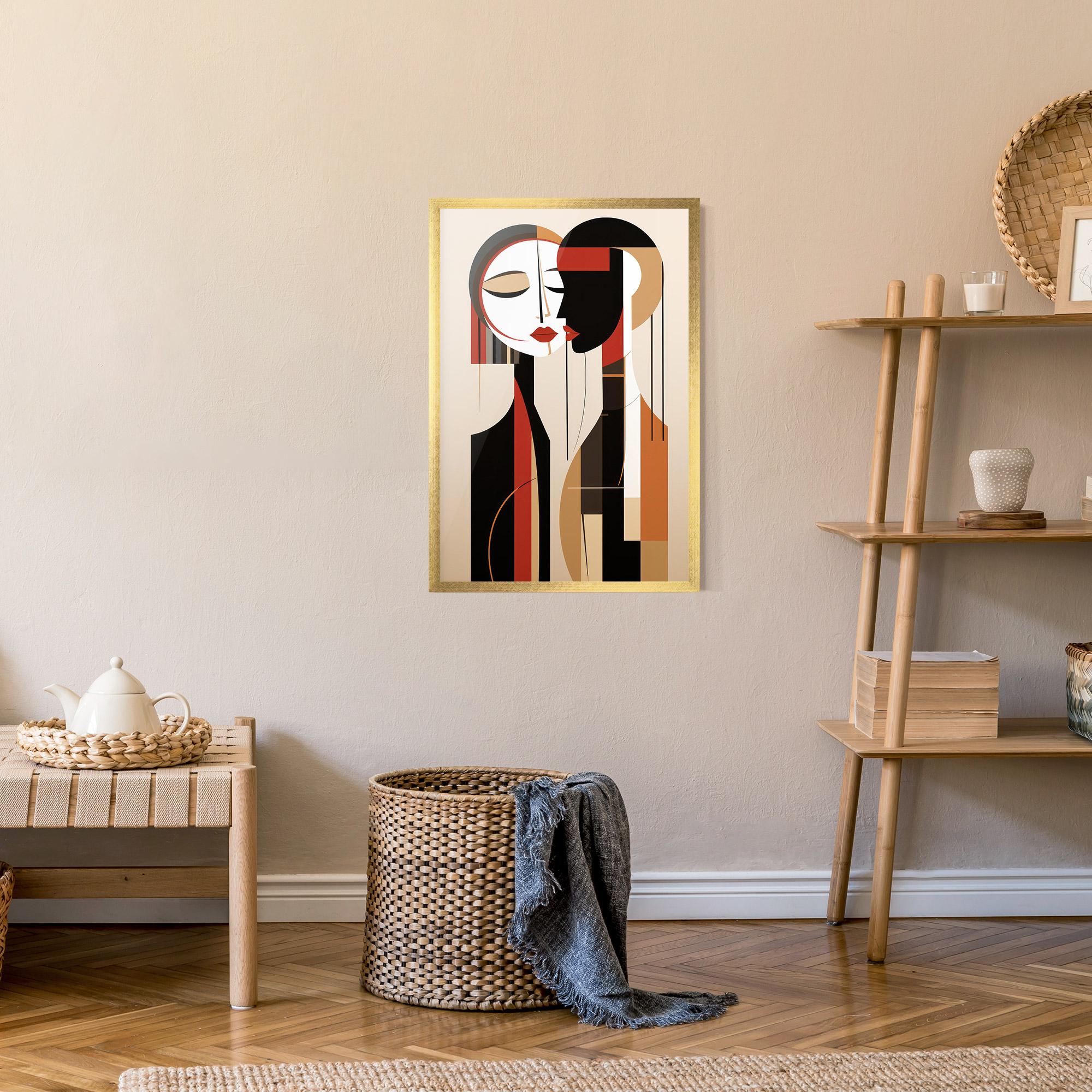 Gerahmte Poster Abstract Couple Kissing mockup 9