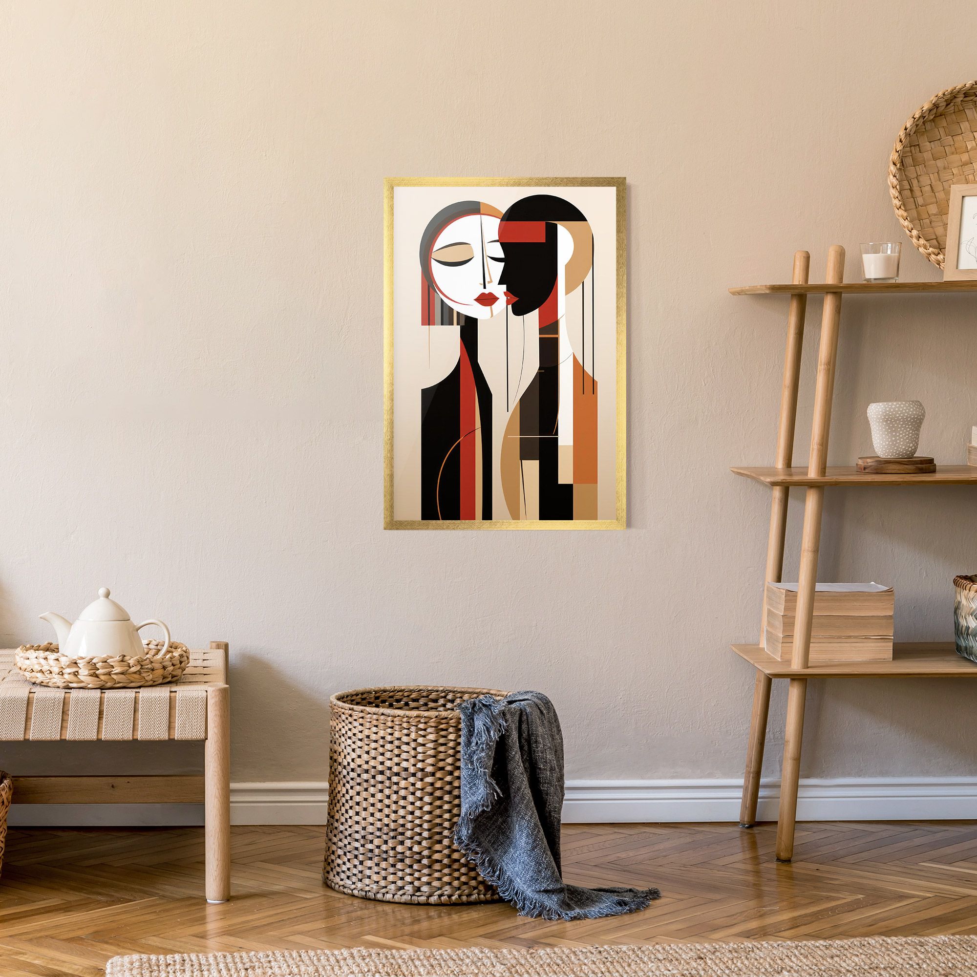 Abstract Couple Kissing mockup 9