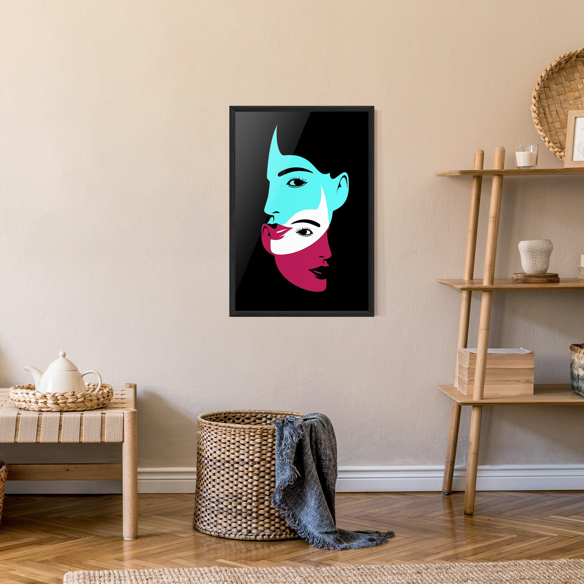 Gerahmte Poster Blue Pink Women mockup 9