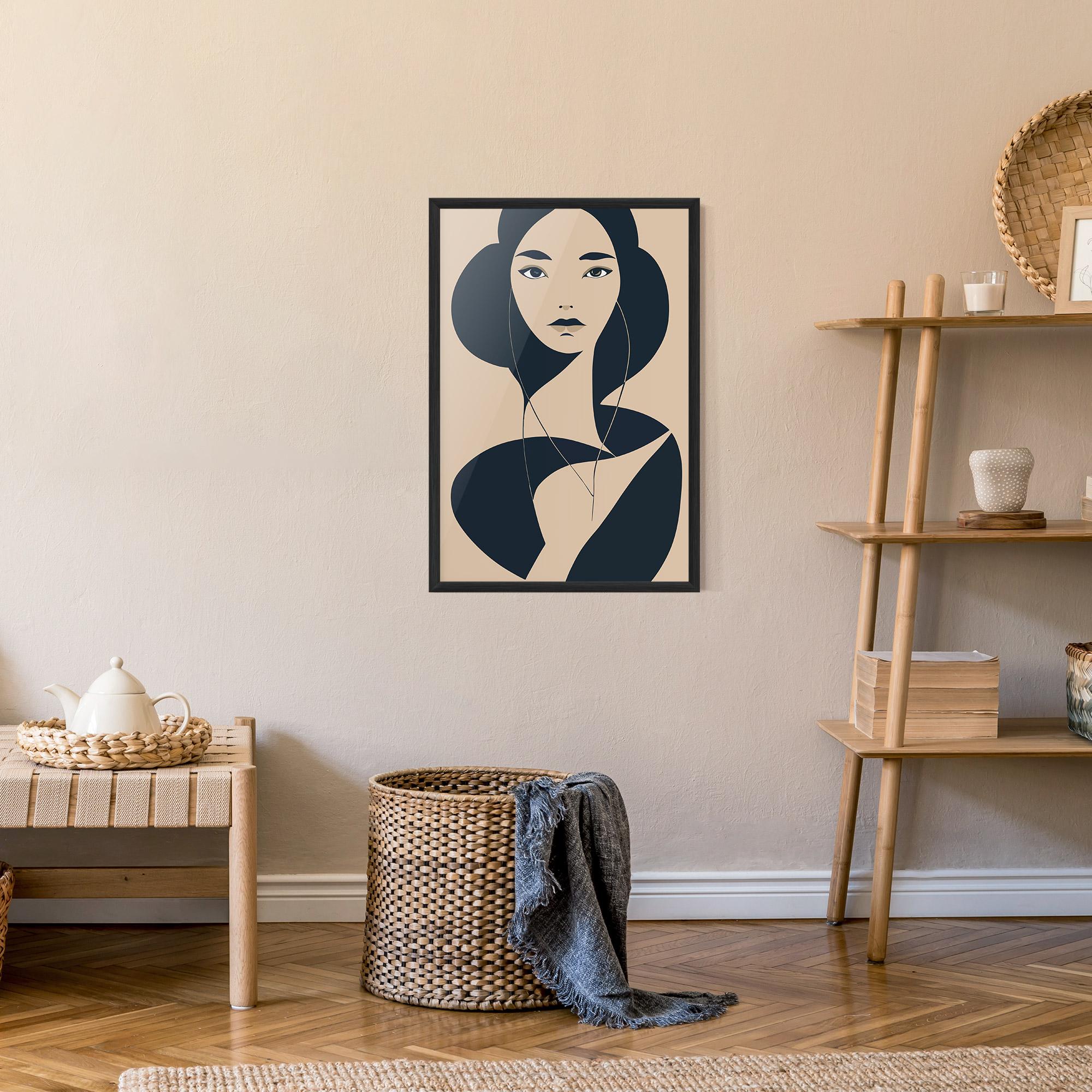 Gerahmte Poster Cream Blue Woman mockup 9