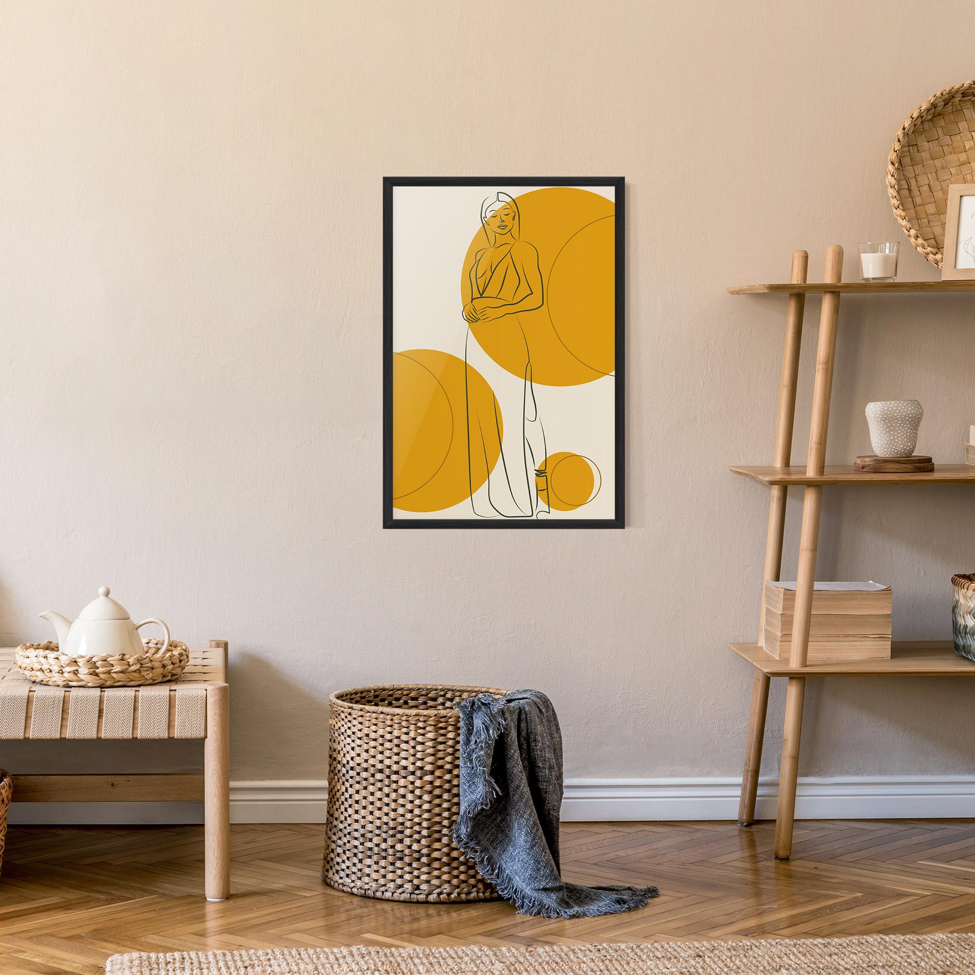 Gerahmte Poster Yellow Circle Lady mockup 9