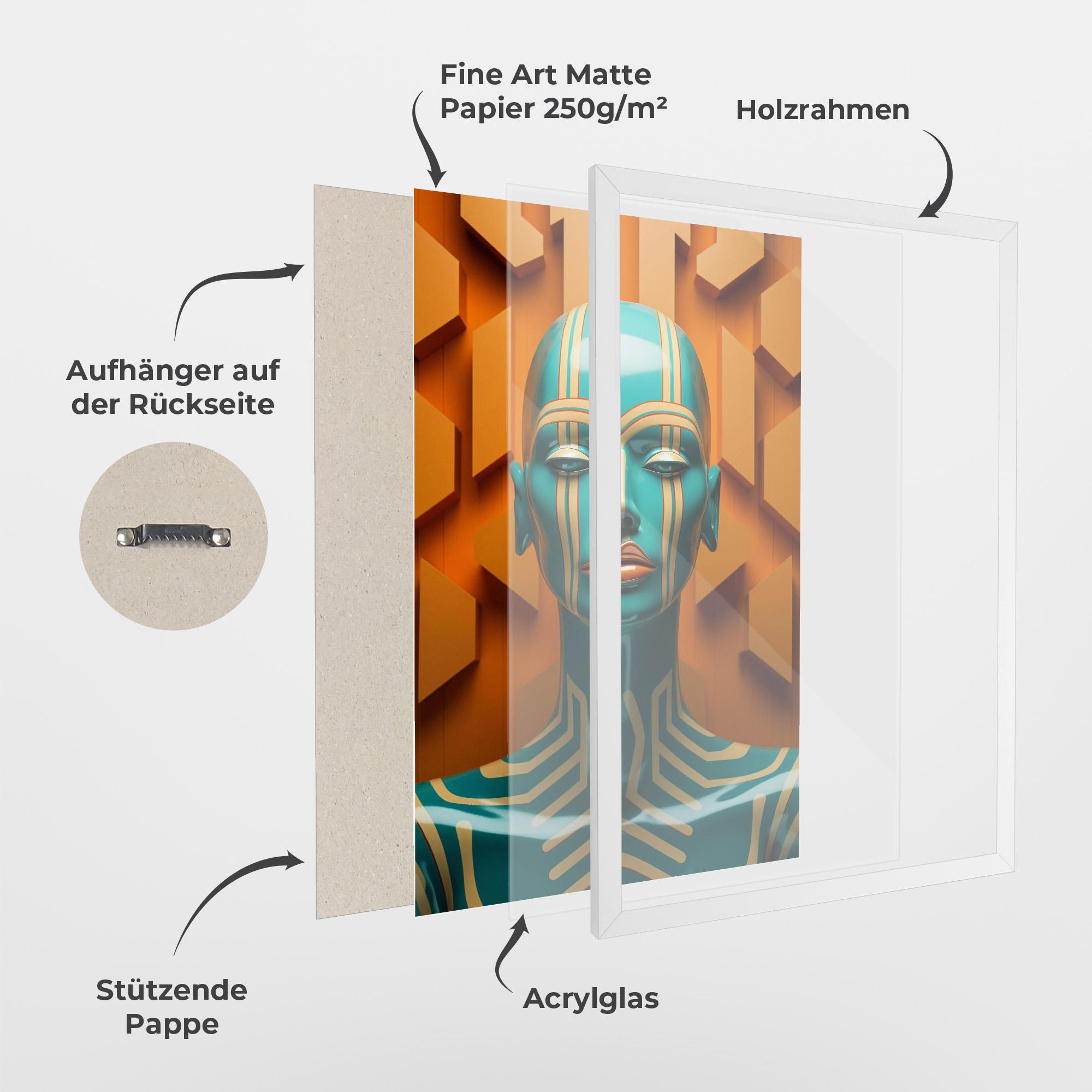 Gerahmte Poster Abstract Blue Woman mockup 1