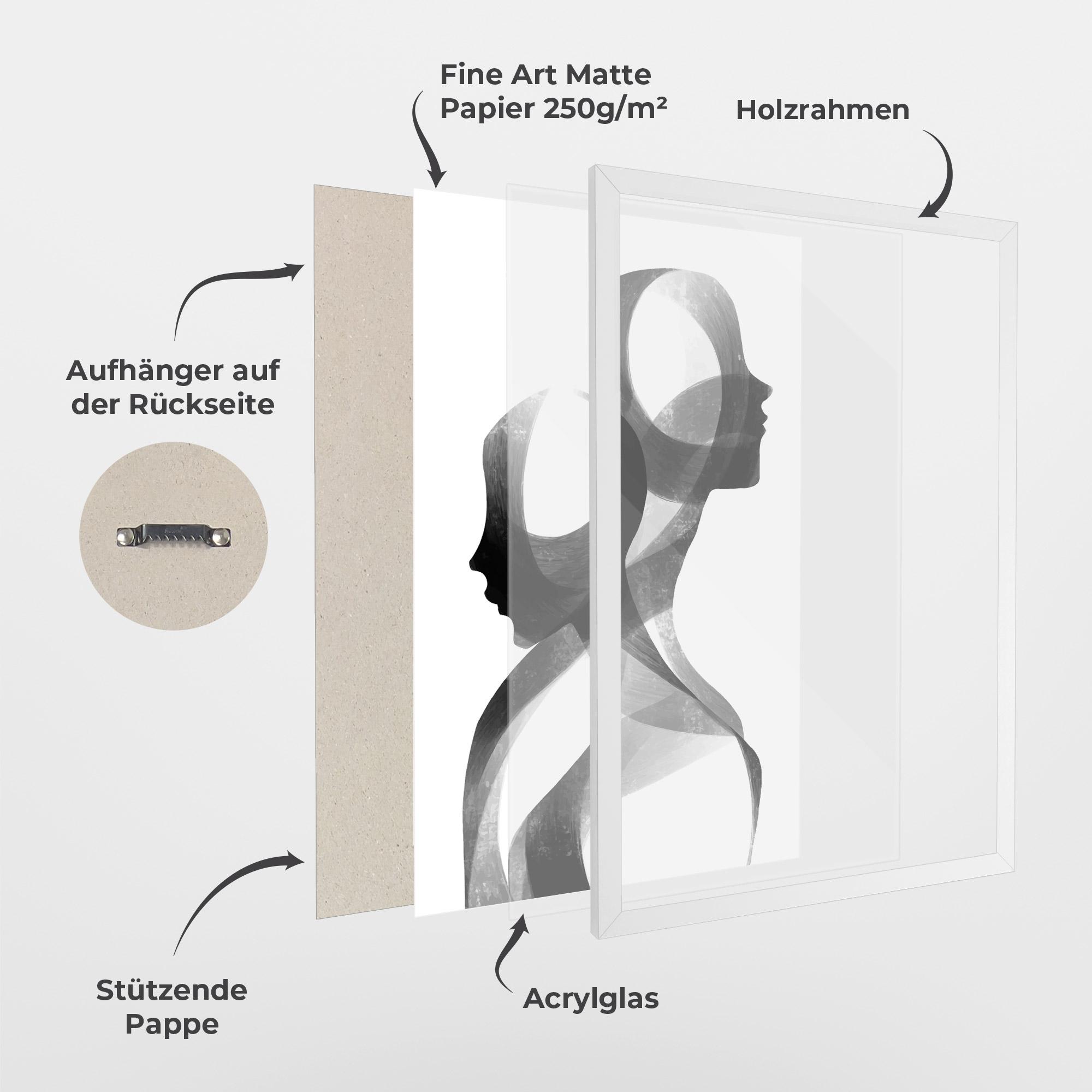 Gerahmte Poster Abstract Grey Couple mockup 1