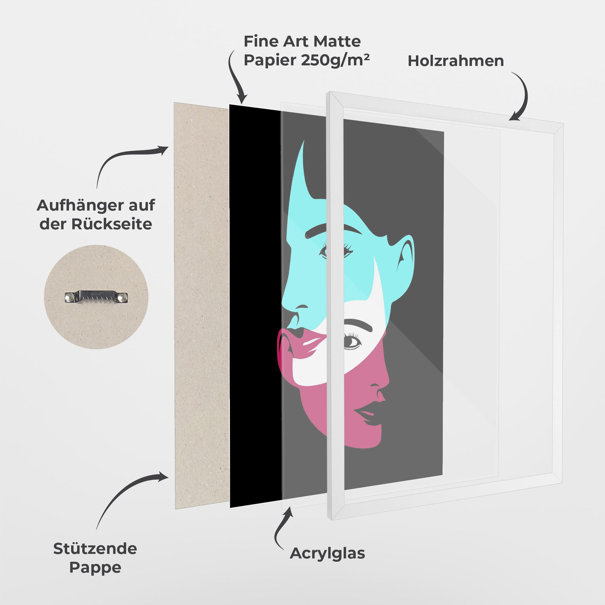 Gerahmte Poster Blue Pink Women mockup 1