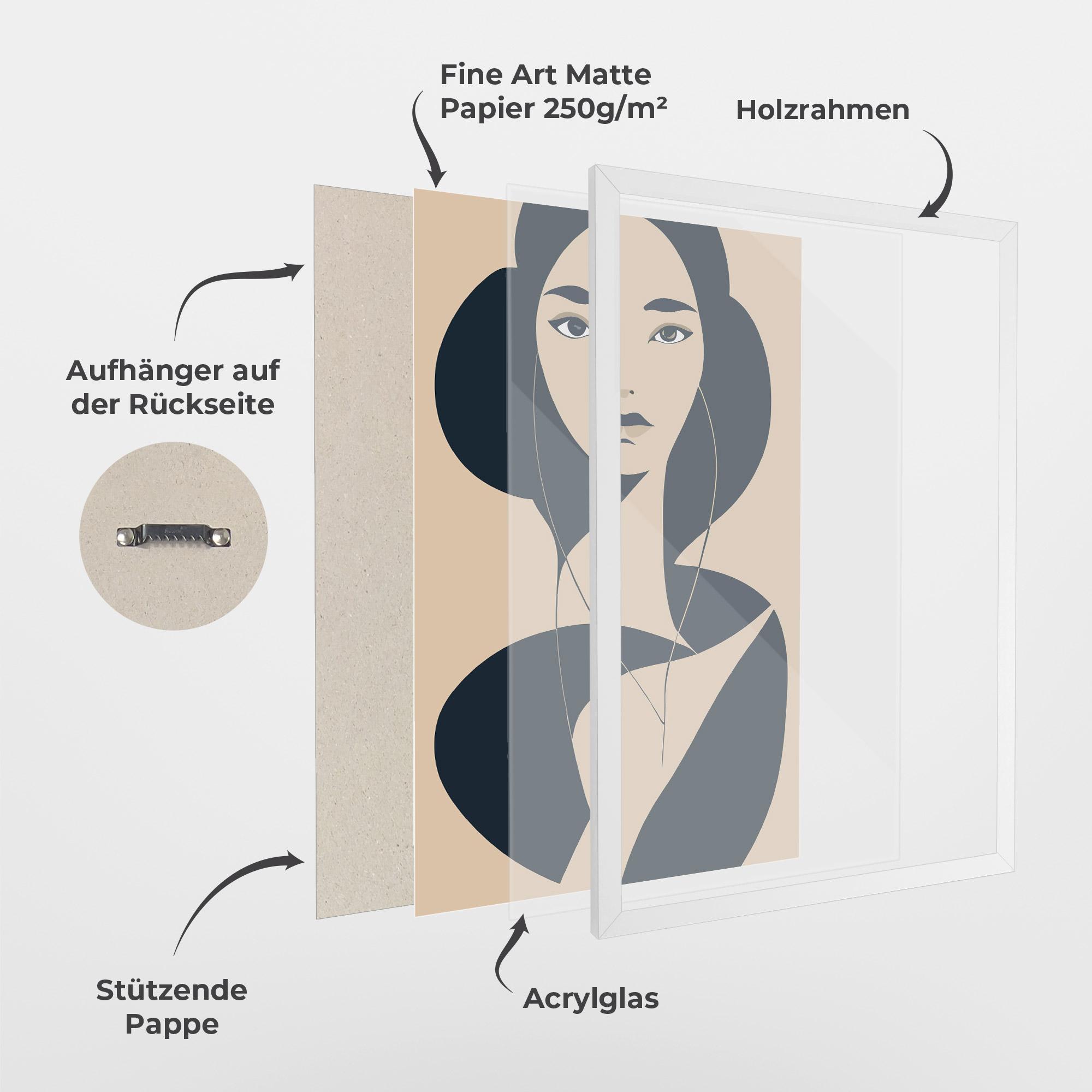 Gerahmte Poster Cream Blue Woman mockup 1