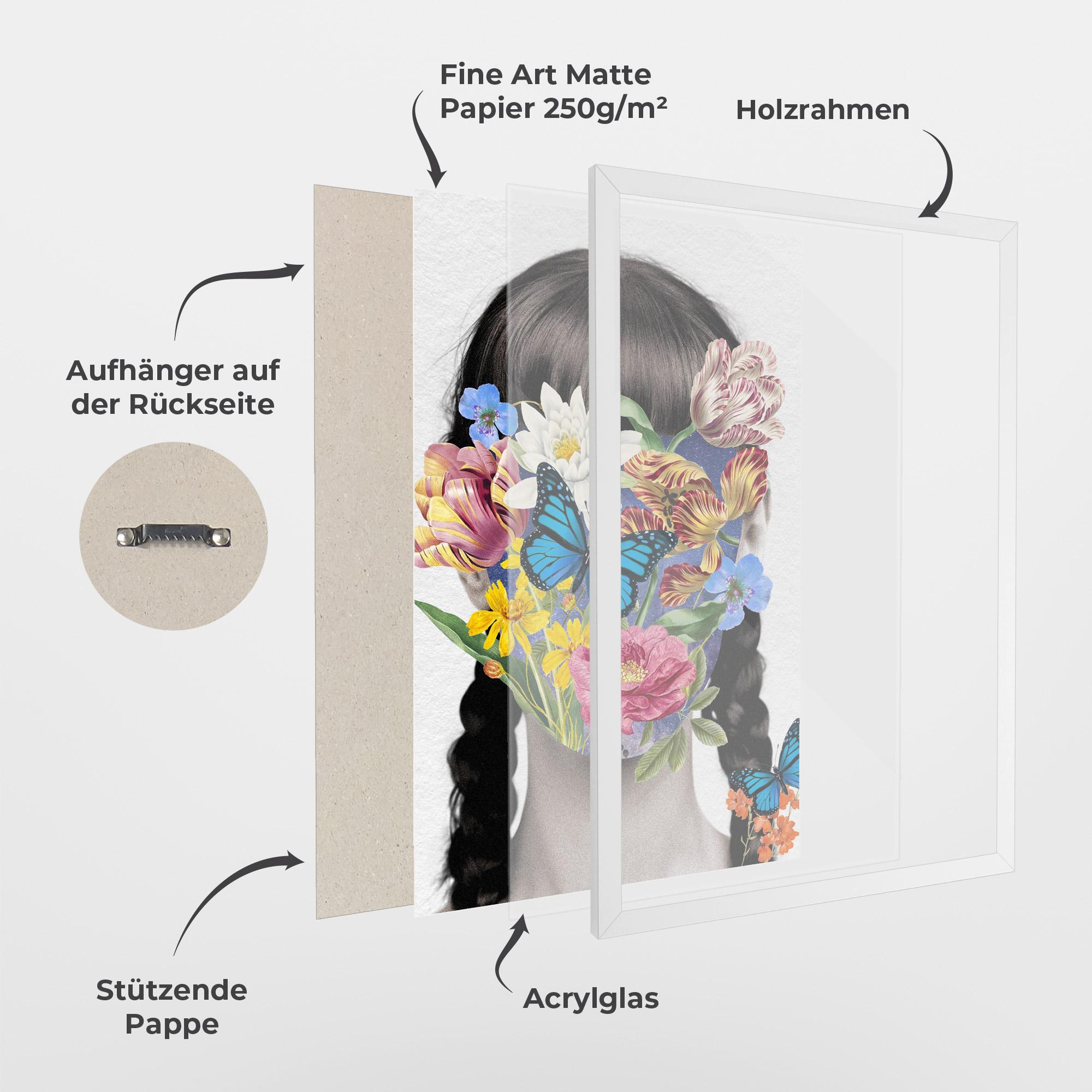 Gerahmte Poster Flower Face Woman mockup 1