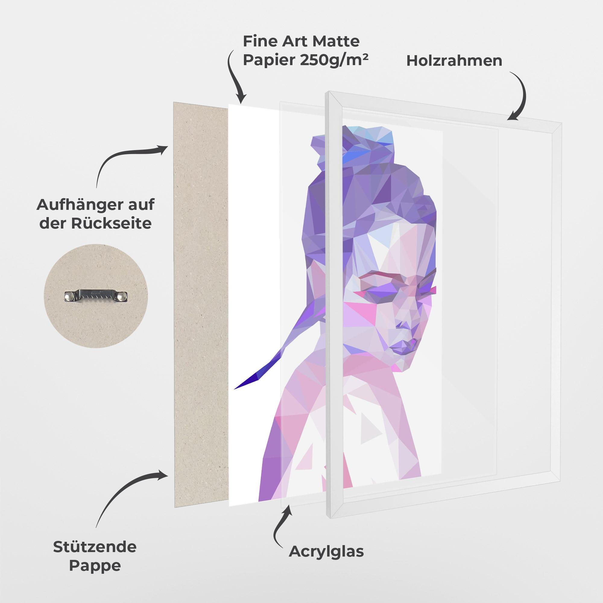 Gerahmte Poster Purple Poly Girl mockup 1