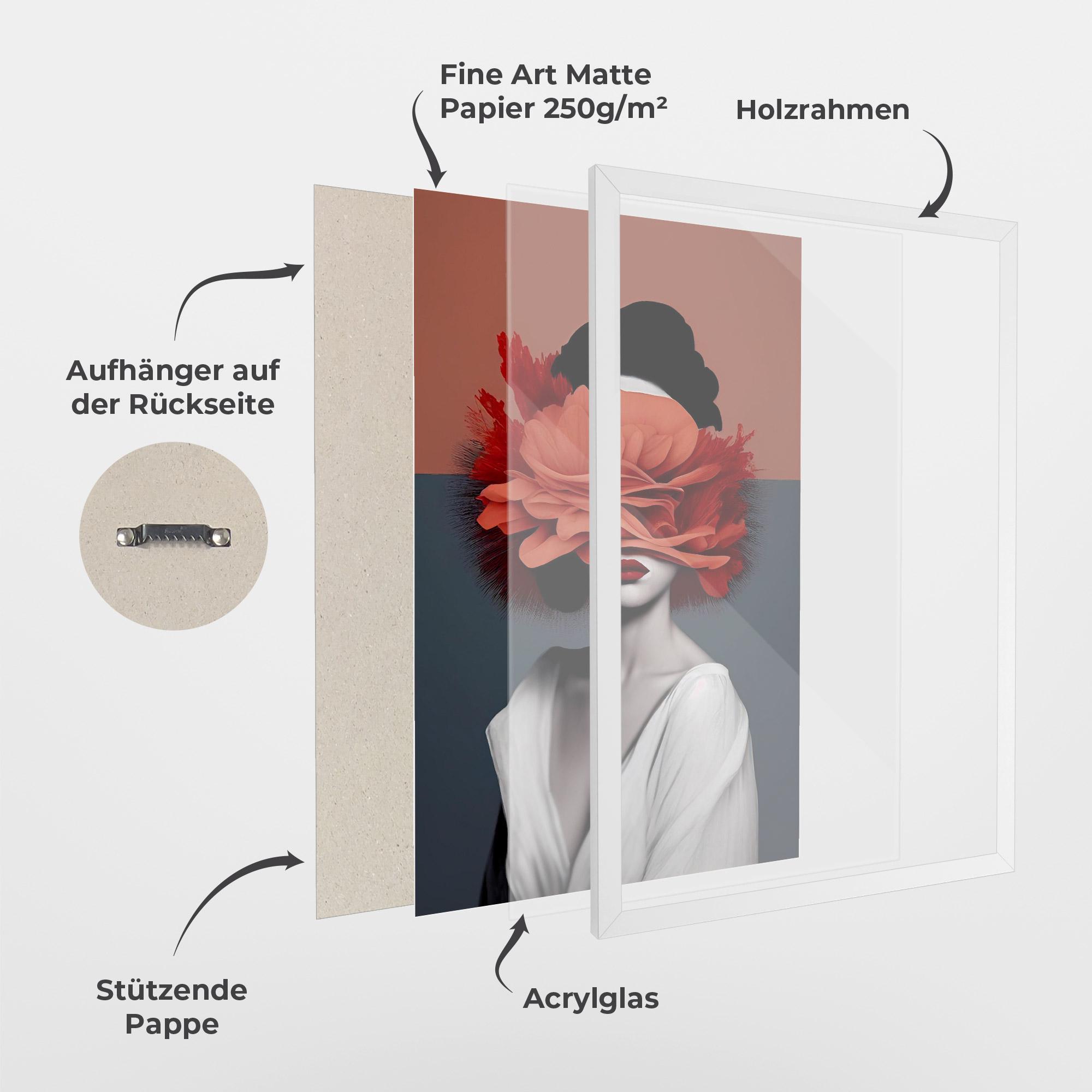 Gerahmte Poster Red Flower Woman mockup 1