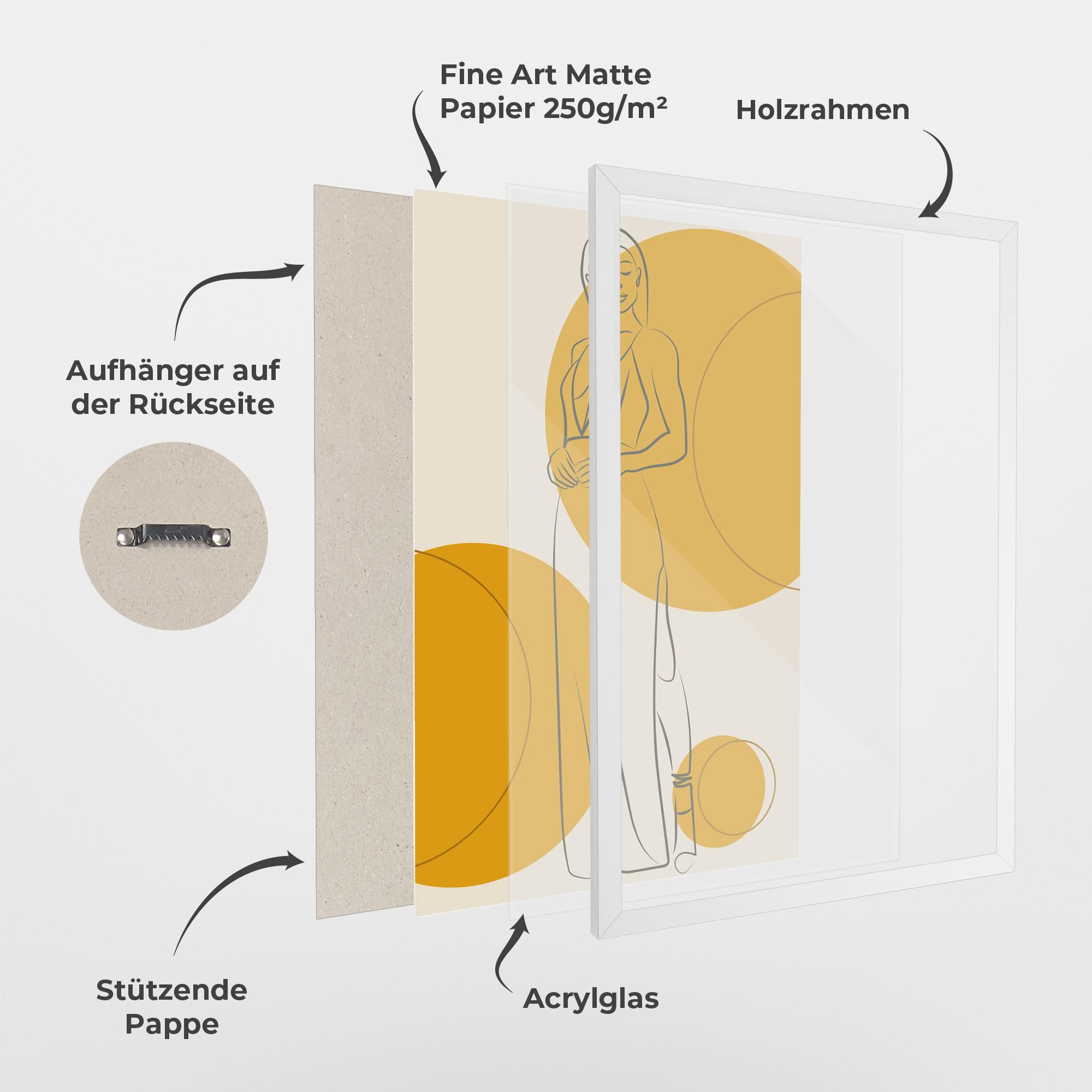 Gerahmte Poster Yellow Circle Lady mockup 1