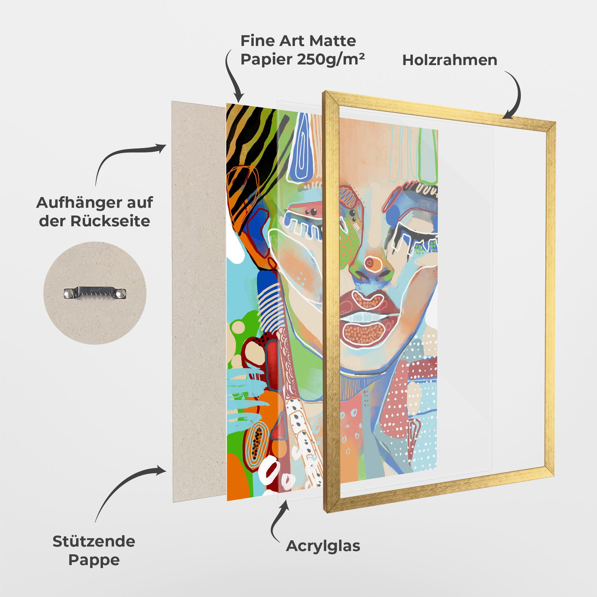 Gerahmte Poster Abstract Art Woman mockup 1