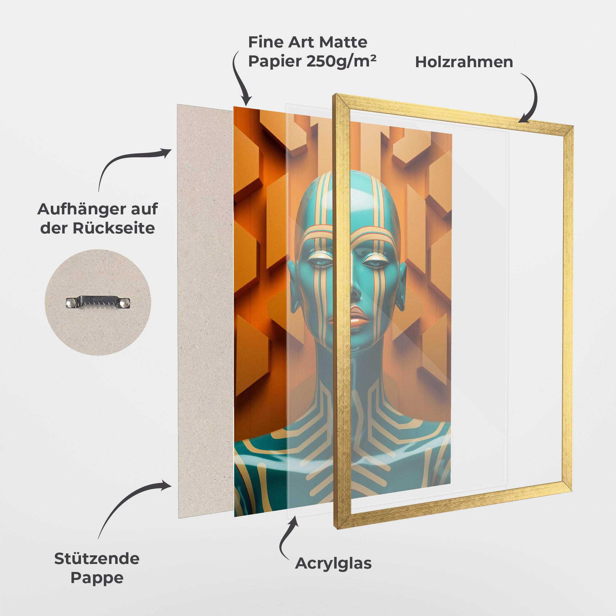 Gerahmte Poster Abstract Blue Woman mockup 1