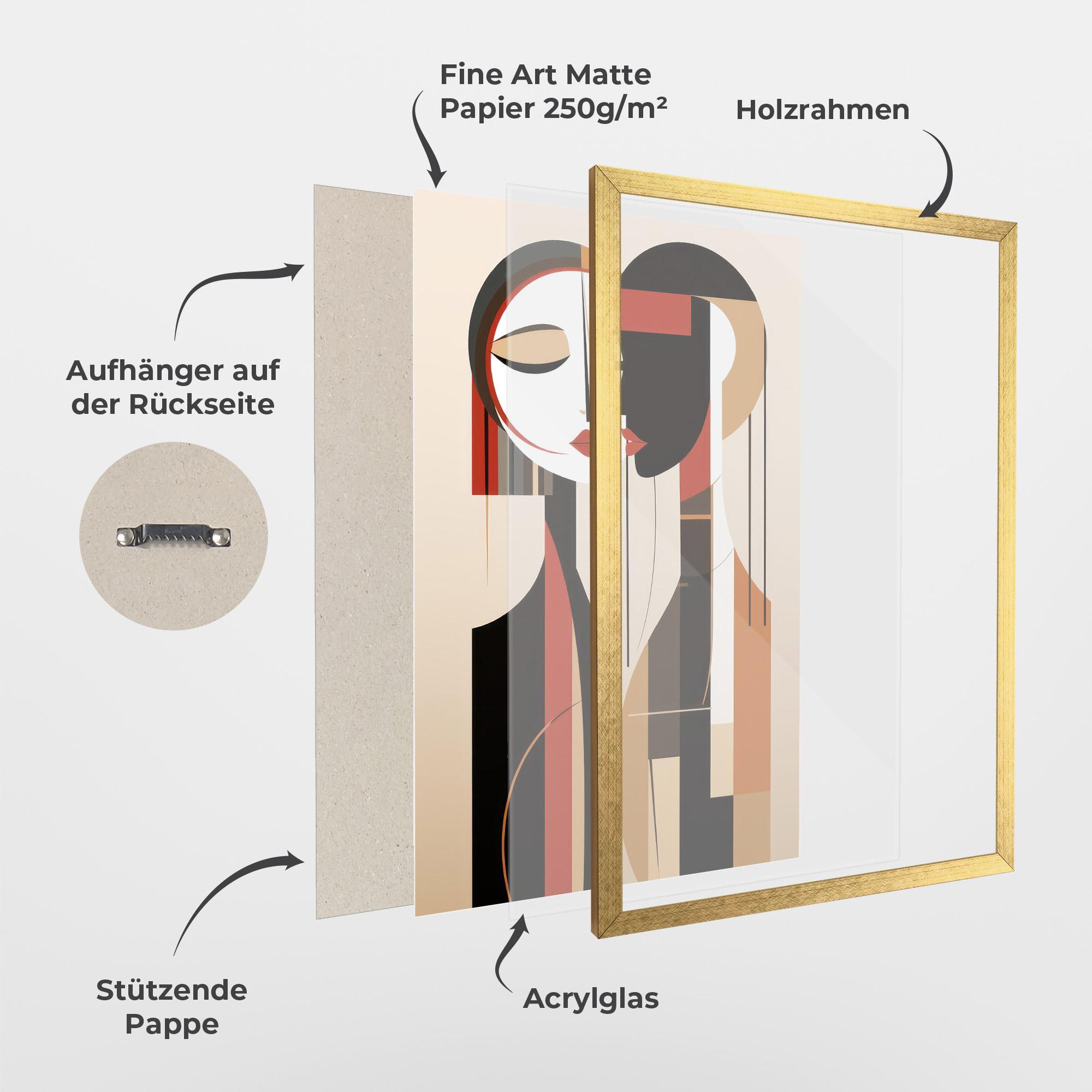 Gerahmte Poster Abstract Couple Kissing mockup 1