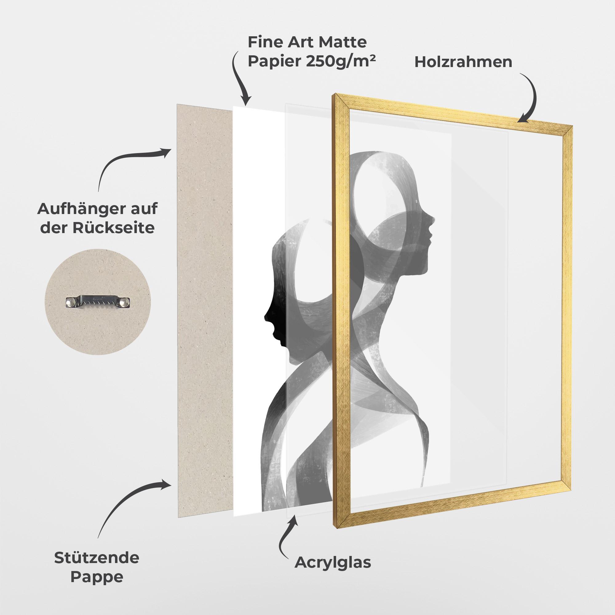 Gerahmte Poster Abstract Grey Couple mockup 1