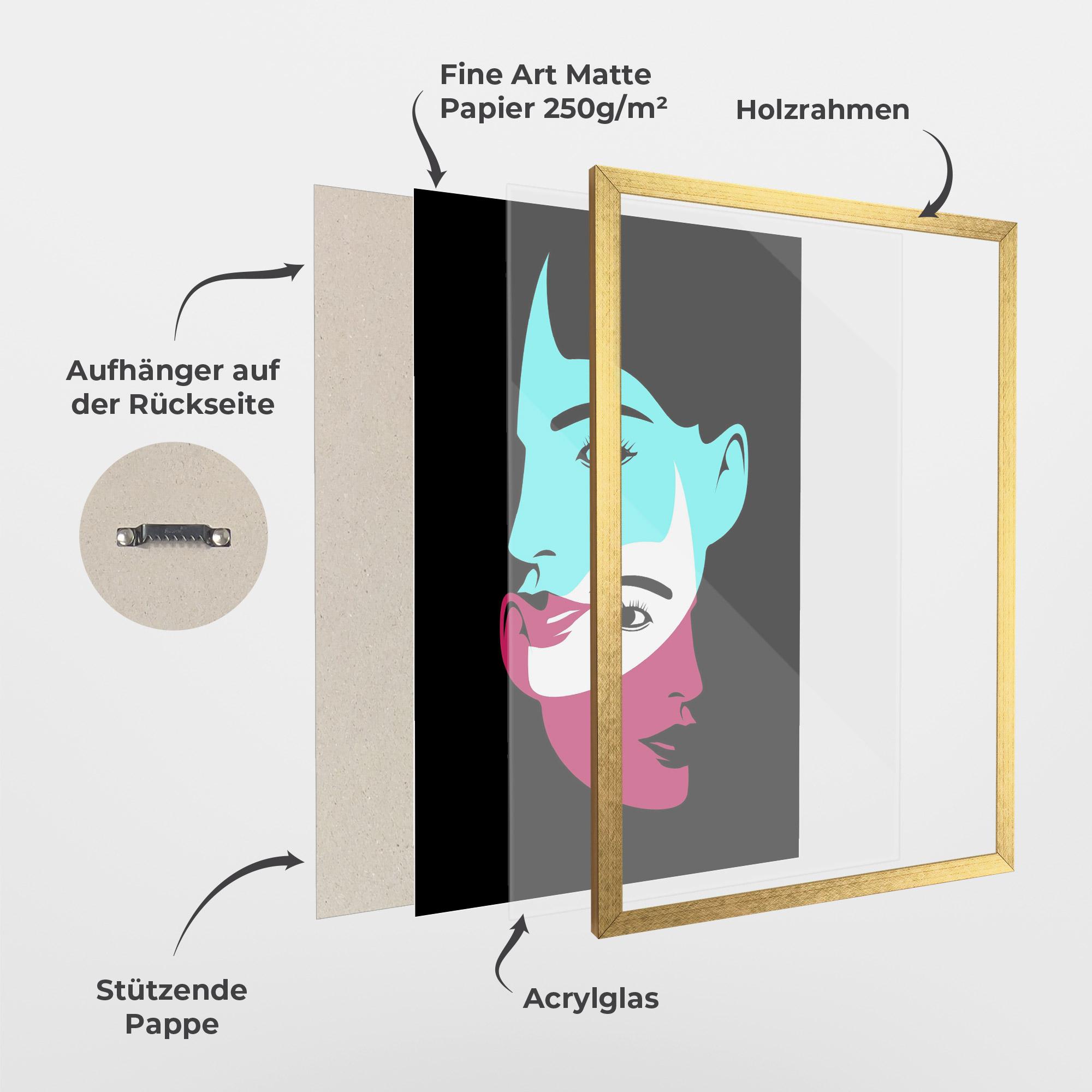 Gerahmte Poster Blue Pink Women mockup 1